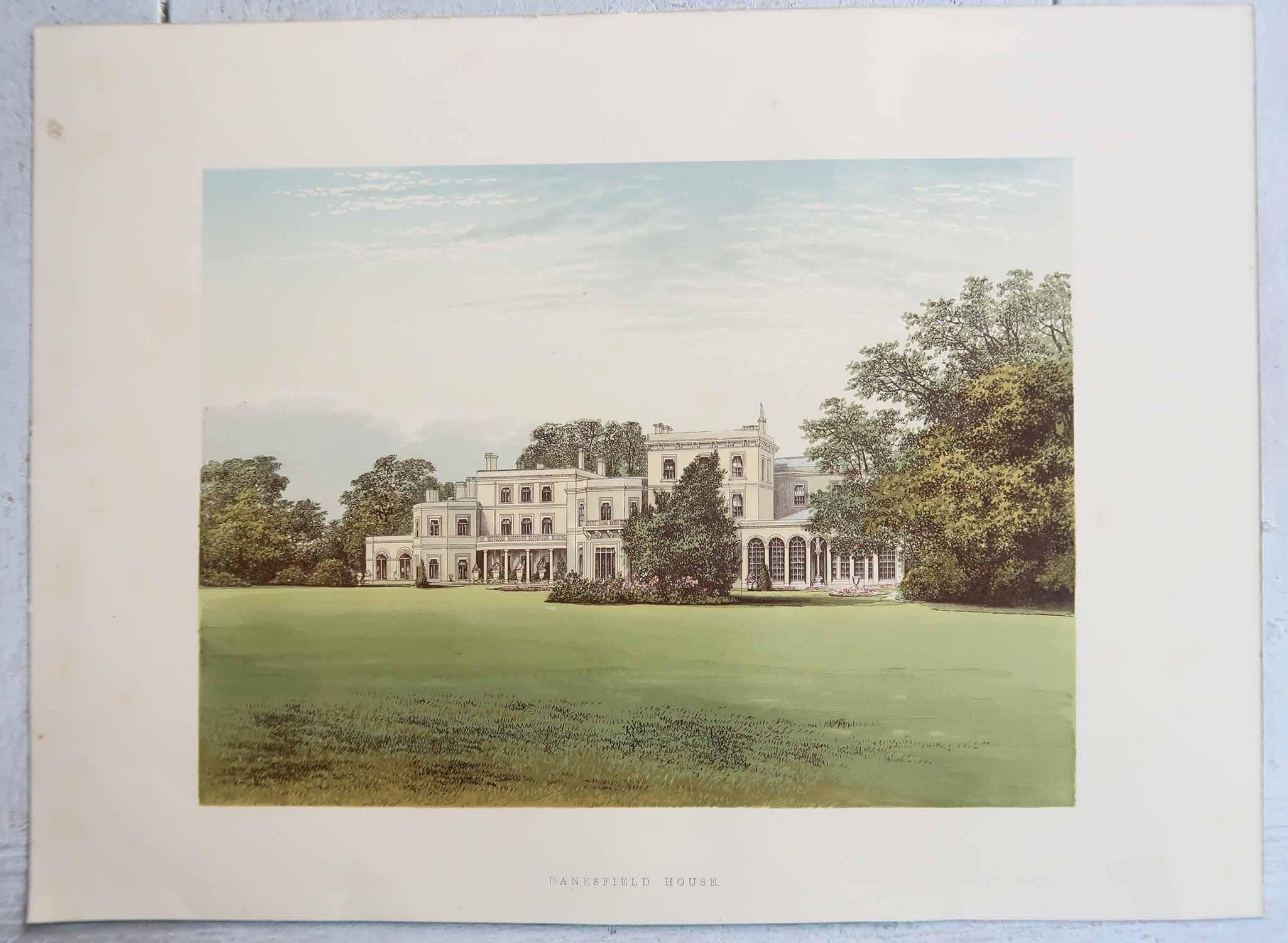 Georgiano Set di 12 stampe antiche di case e giardini di campagna inglesi, C.C. 1880 in vendita