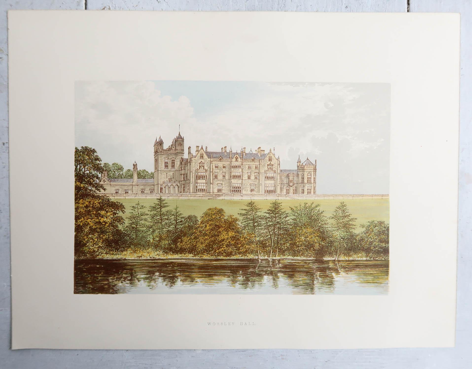 Other Set of 12 Antique Prints of English Country Houses and Gardens, C.1880 For Sale
