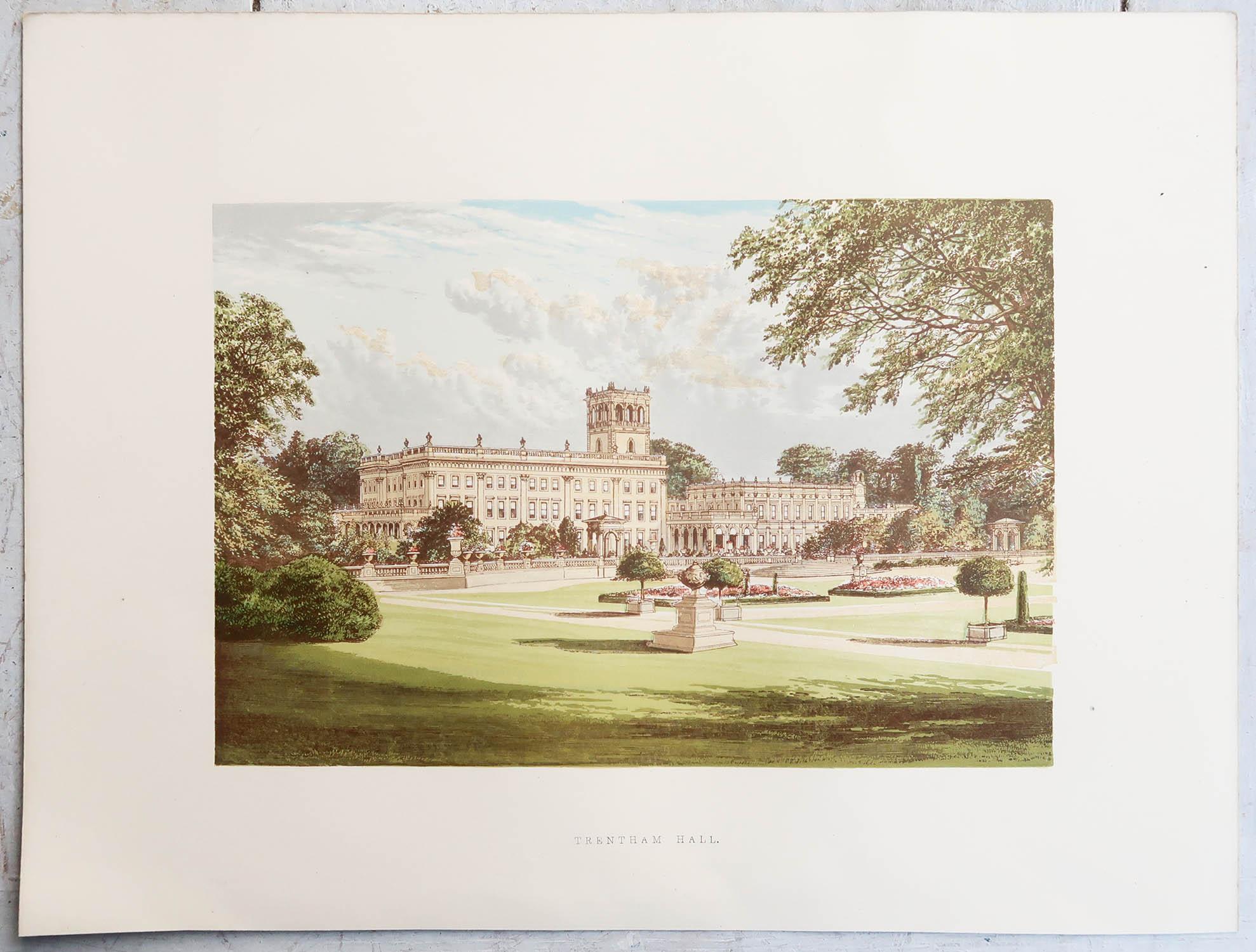 Conjunto de 12 grabados antiguos de casas de campo y jardines ingleses, c.1880 Otro