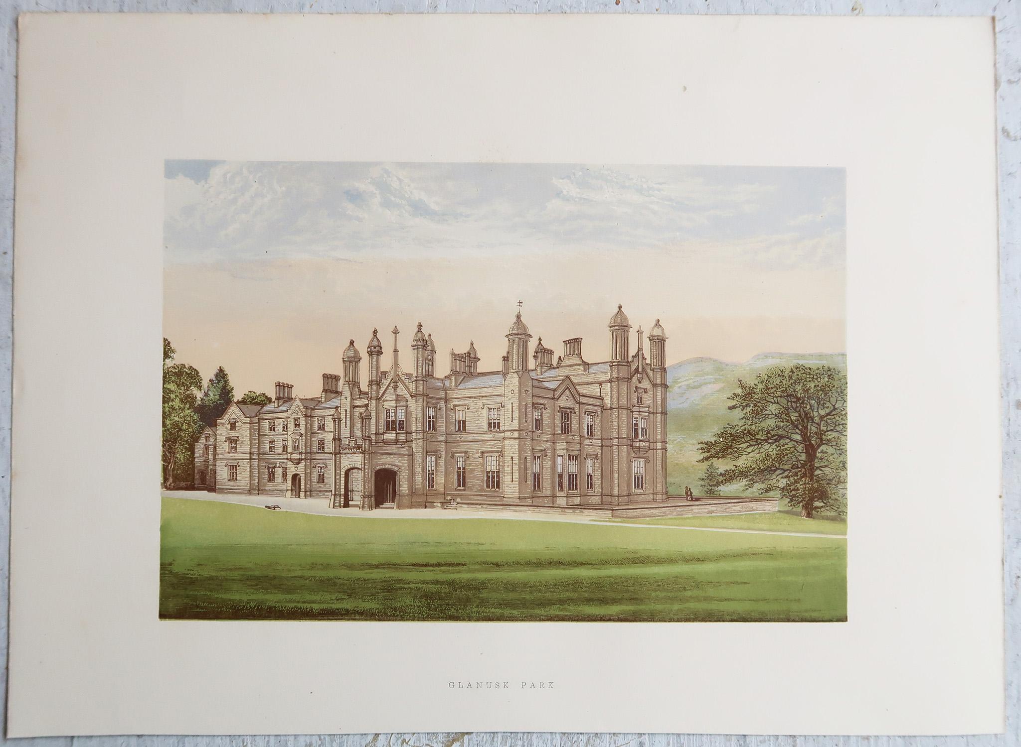 Altro Set di 12 stampe antiche di case e giardini di campagna inglesi, C.C. 1880 in vendita