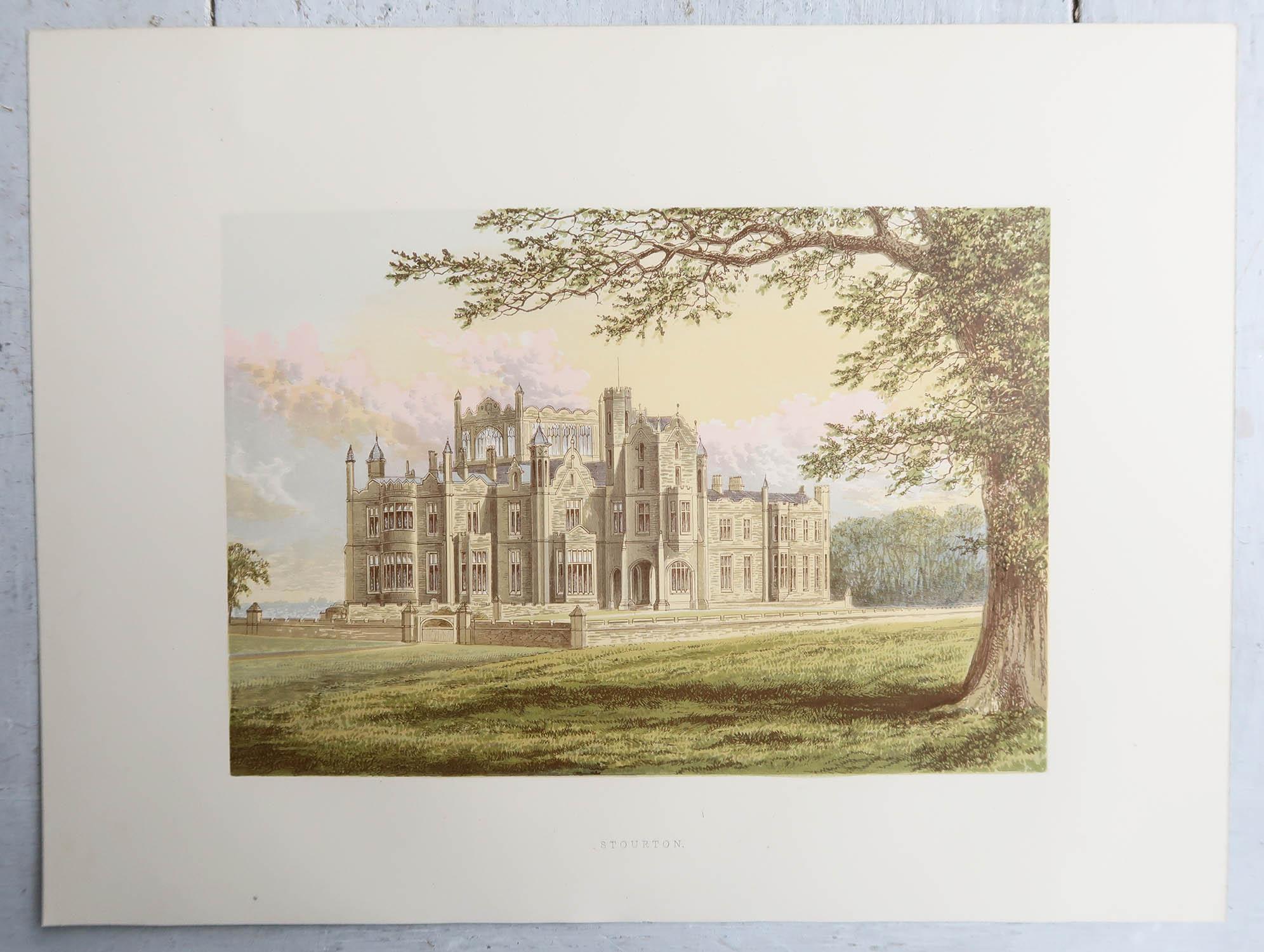 Paper Set of 12 Antique Prints of English Country Houses and Gardens, C.1880 For Sale
