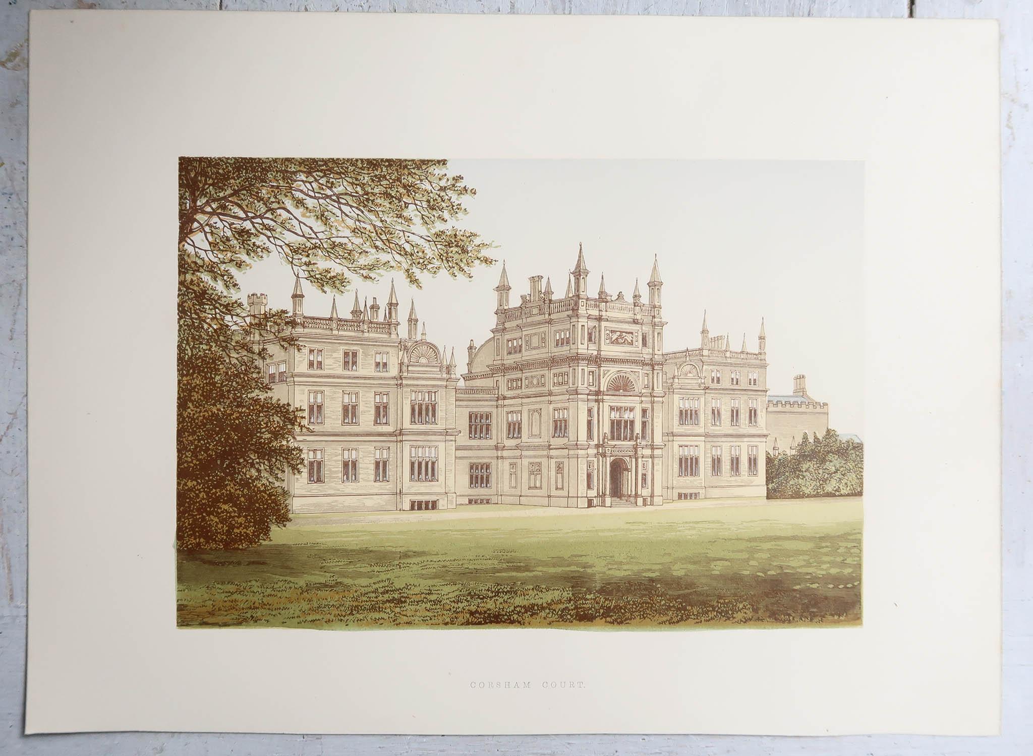 XIXe siècle Set of 12 Antique Prints of English Country Houses and Gardens, C.1880 en vente