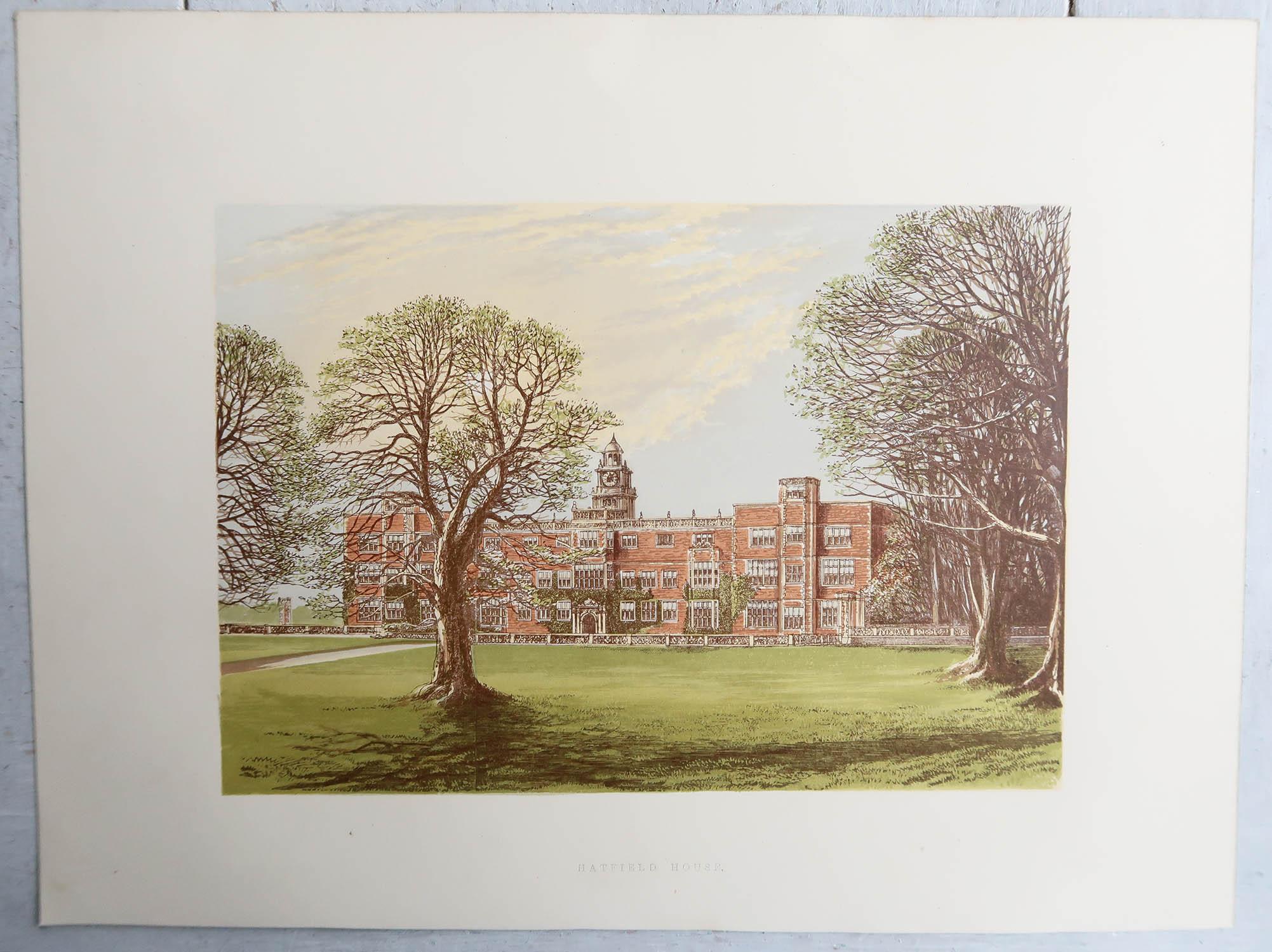 Set of 12 Antique Prints of English Country Houses and Gardens, C.1880 For Sale 1