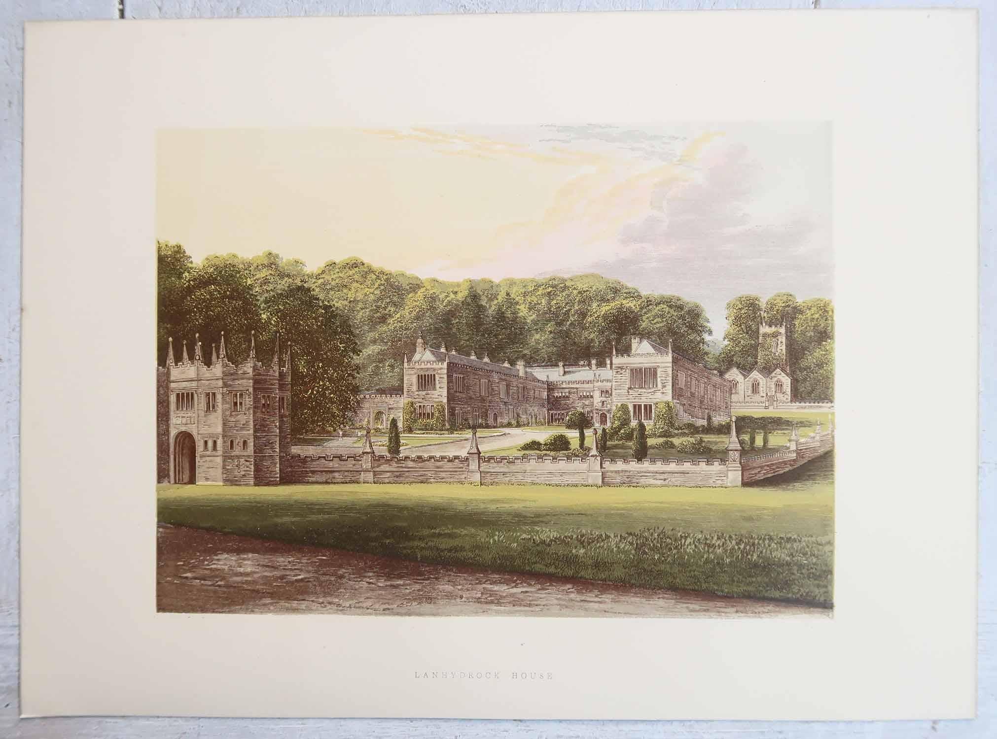 Carta Set di 12 stampe antiche di case e giardini di campagna inglesi, C.C. 1880 in vendita