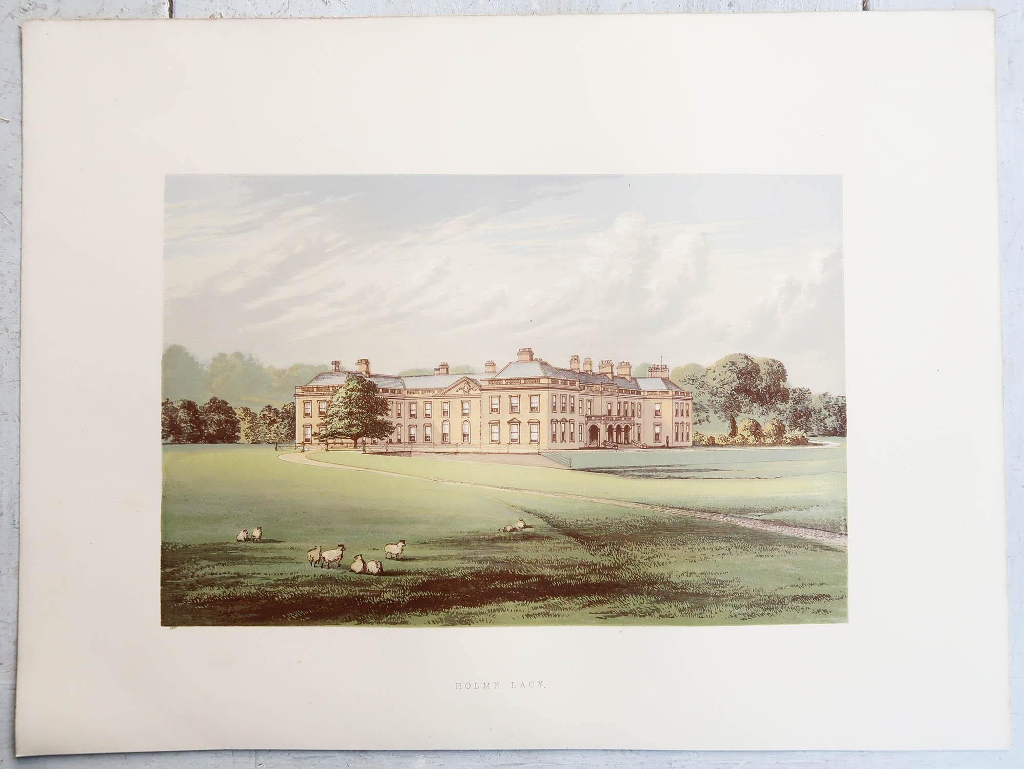 Conjunto de 12 grabados antiguos de casas de campo y jardines ingleses, c.1880 1