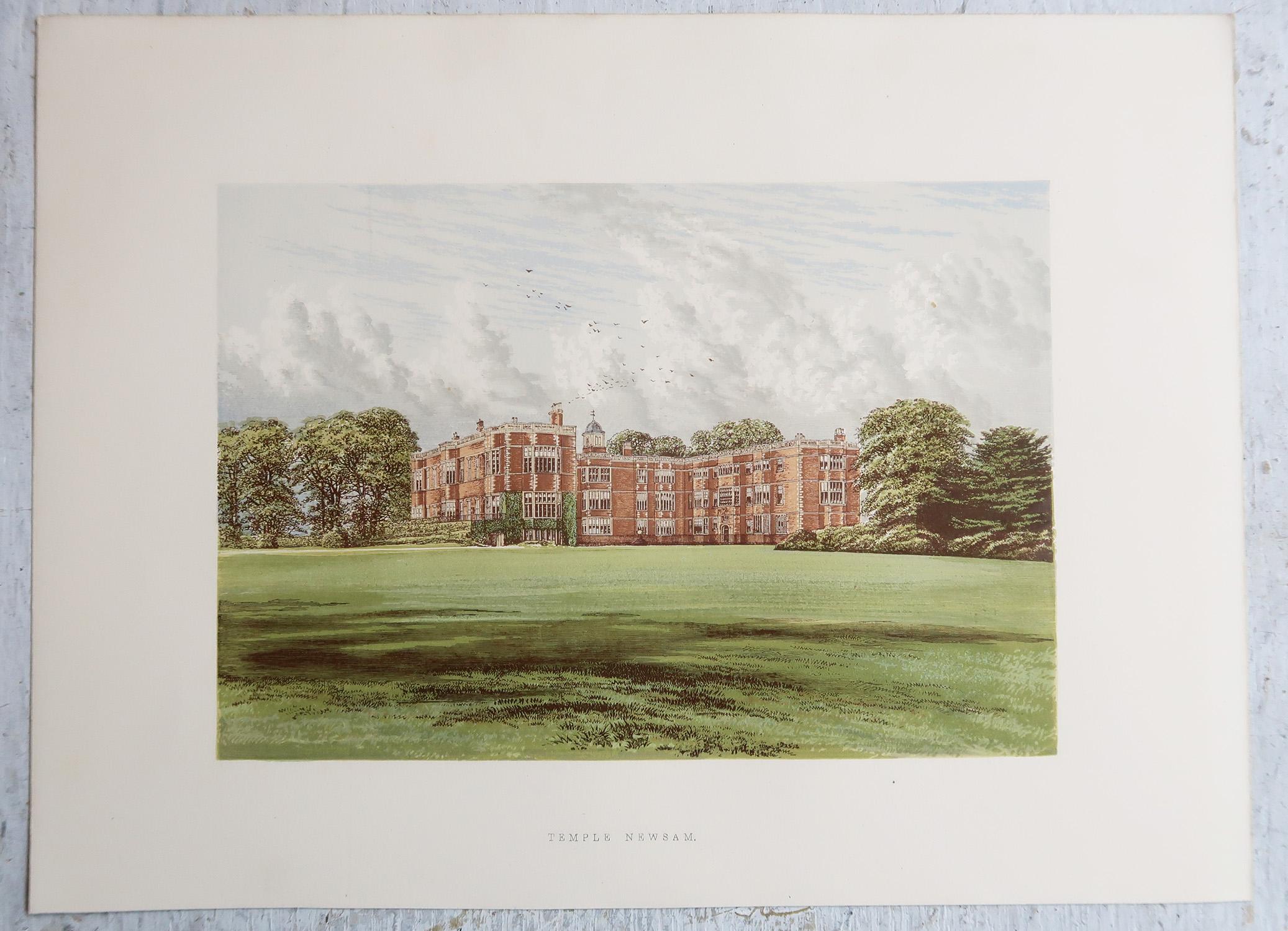 Set di 12 stampe antiche di case e giardini di campagna inglesi, C.C. 1880 in vendita 1