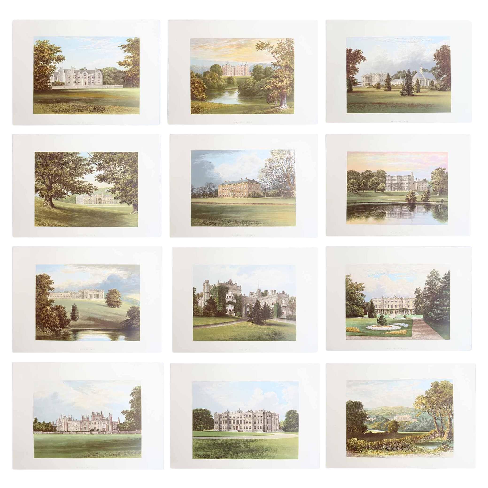 Ensemble de 12 Antiquities of English Country Houses & Garden, C.1880 en vente