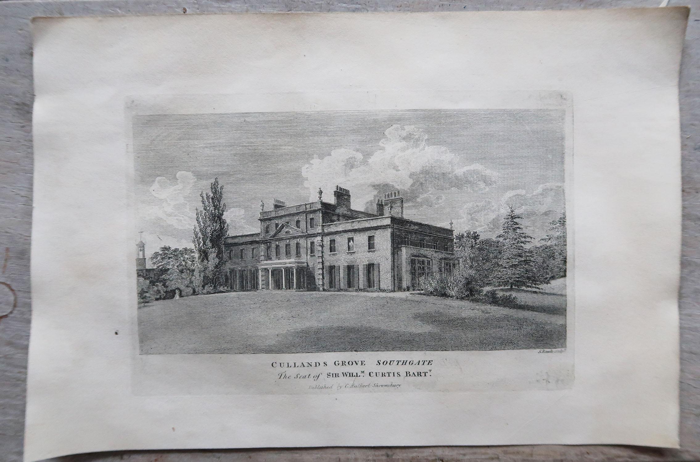 Glorious set of 12 prints of English country houses or stalely homes.

Fine copper-plate engravings.

Published C.1800

Unframed.

The measurement given is the paper size of one print.





