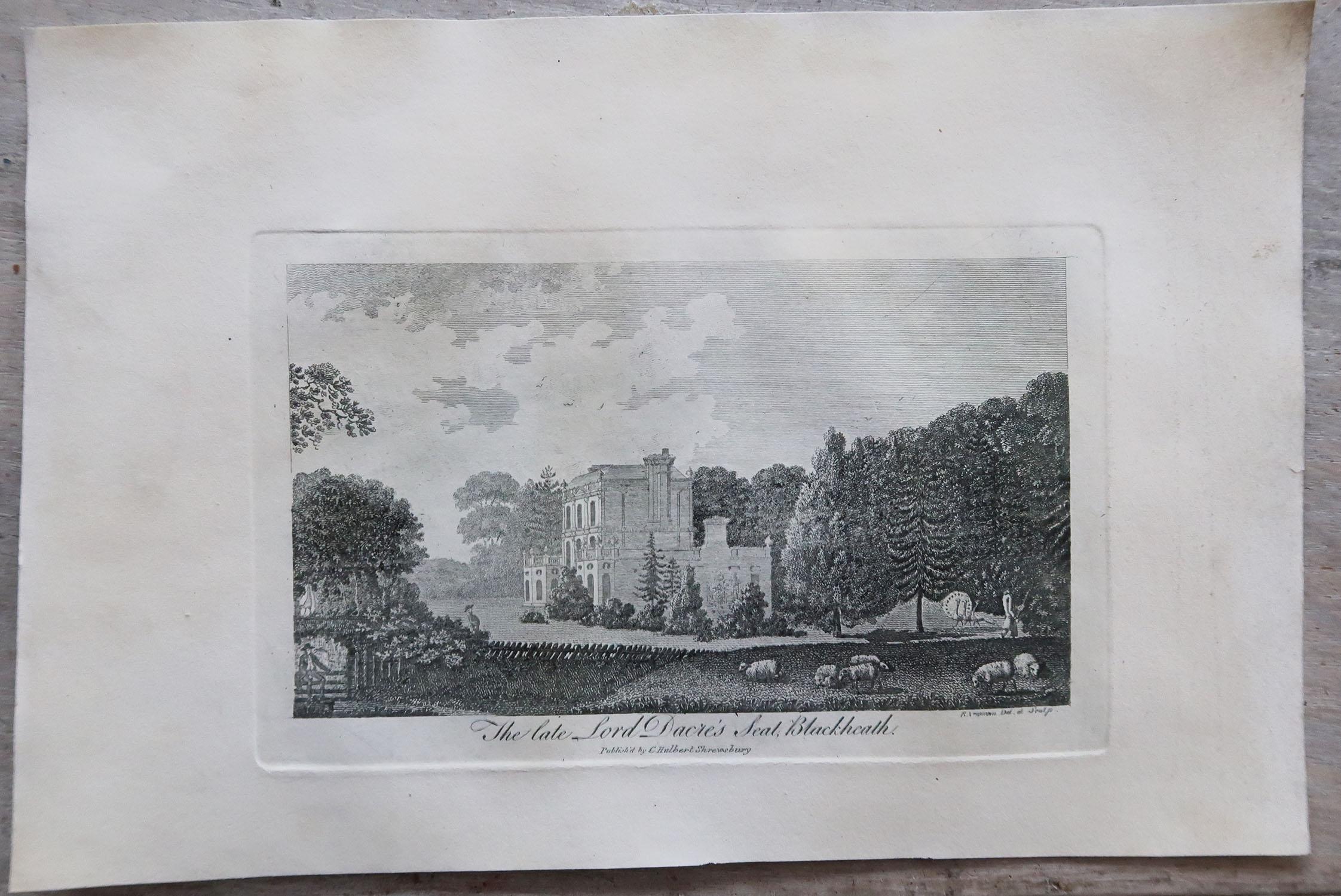 Georgian Set of 12 Antique Prints of English Country Houses and Gardens, circa 1800