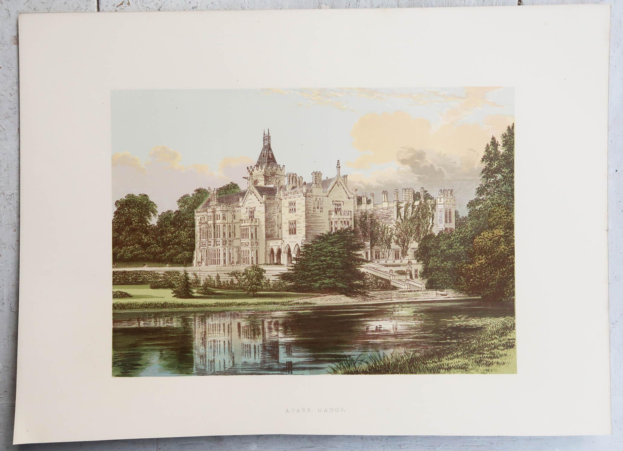 Conjunto de 12 Grabados Antiguos de Casas de Campo y Jardines Irlandeses, C.1880 3