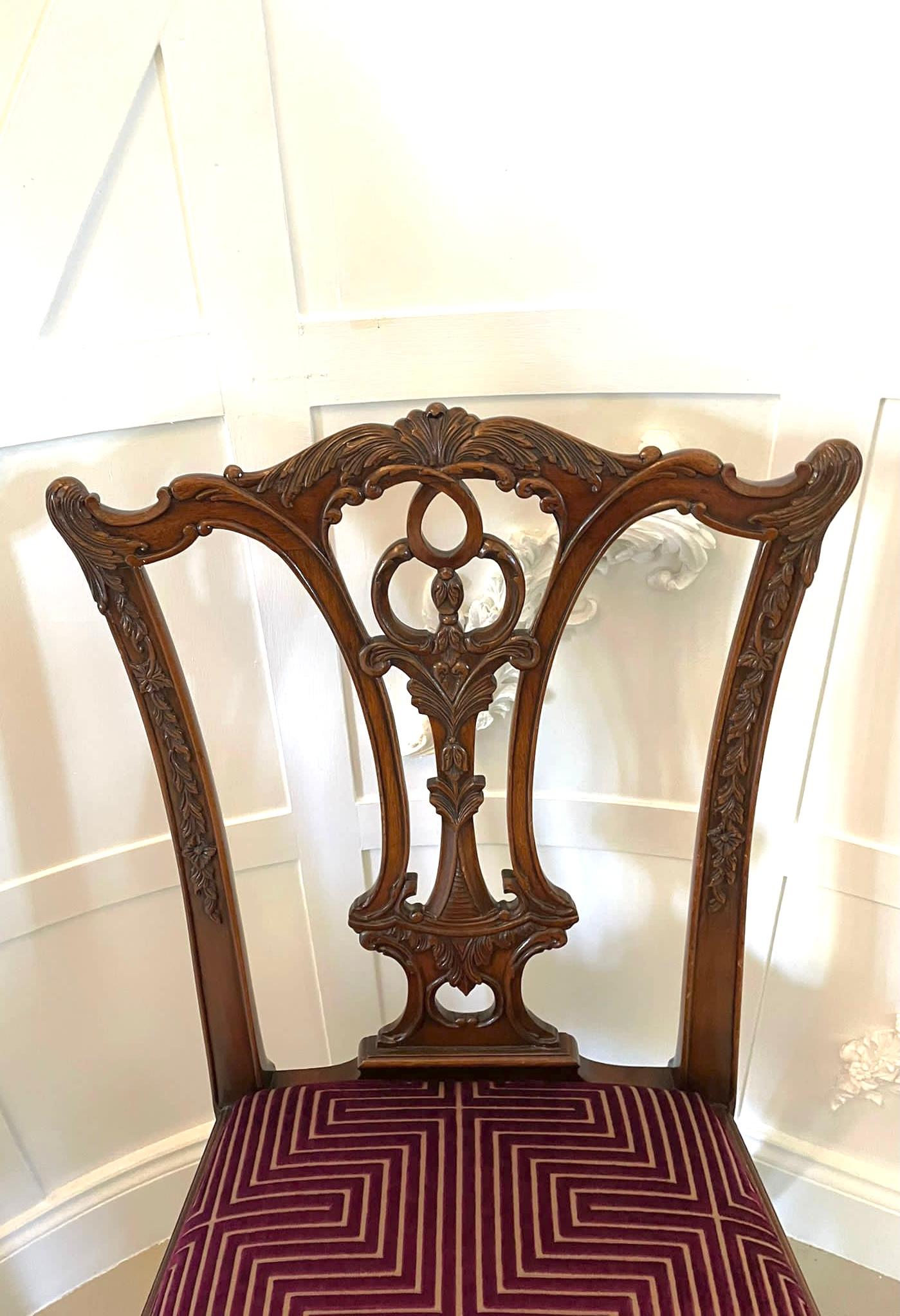 Set of 12 Antique Quality Carved Mahogany Dining Chairs  7