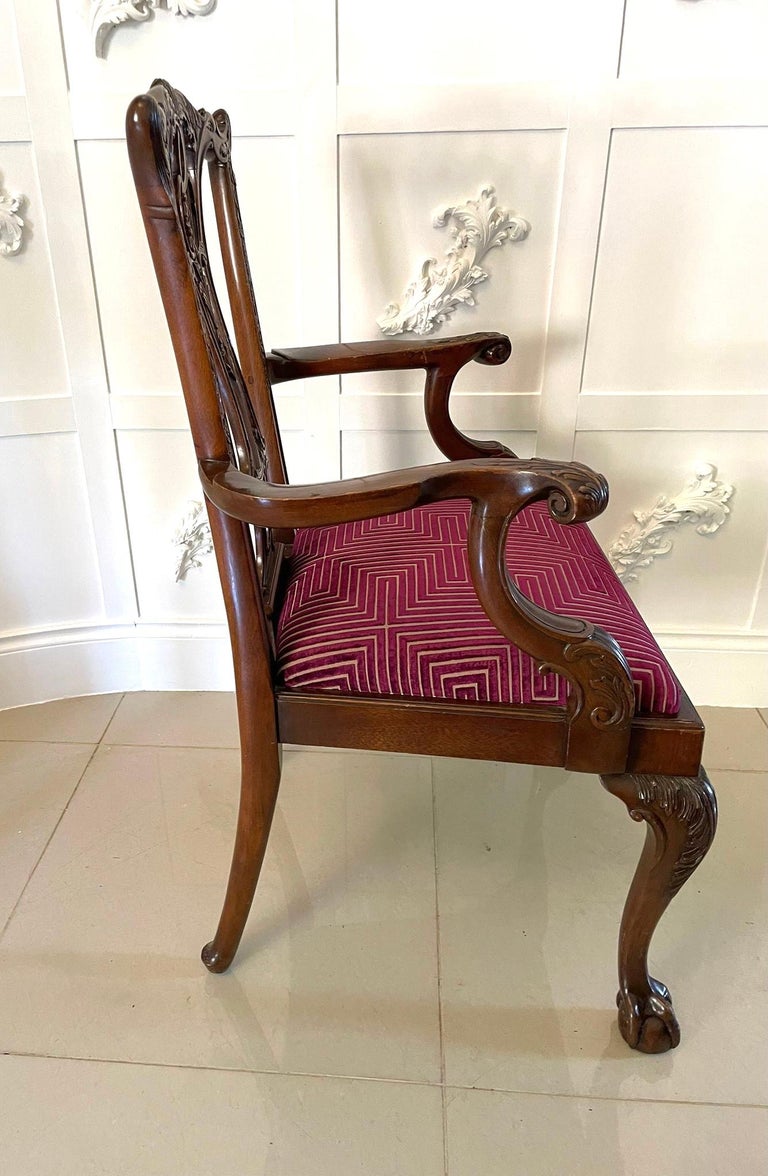 Set of 12 Antique Quality Carved Mahogany Dining Chairs For Sale at 1stDibs