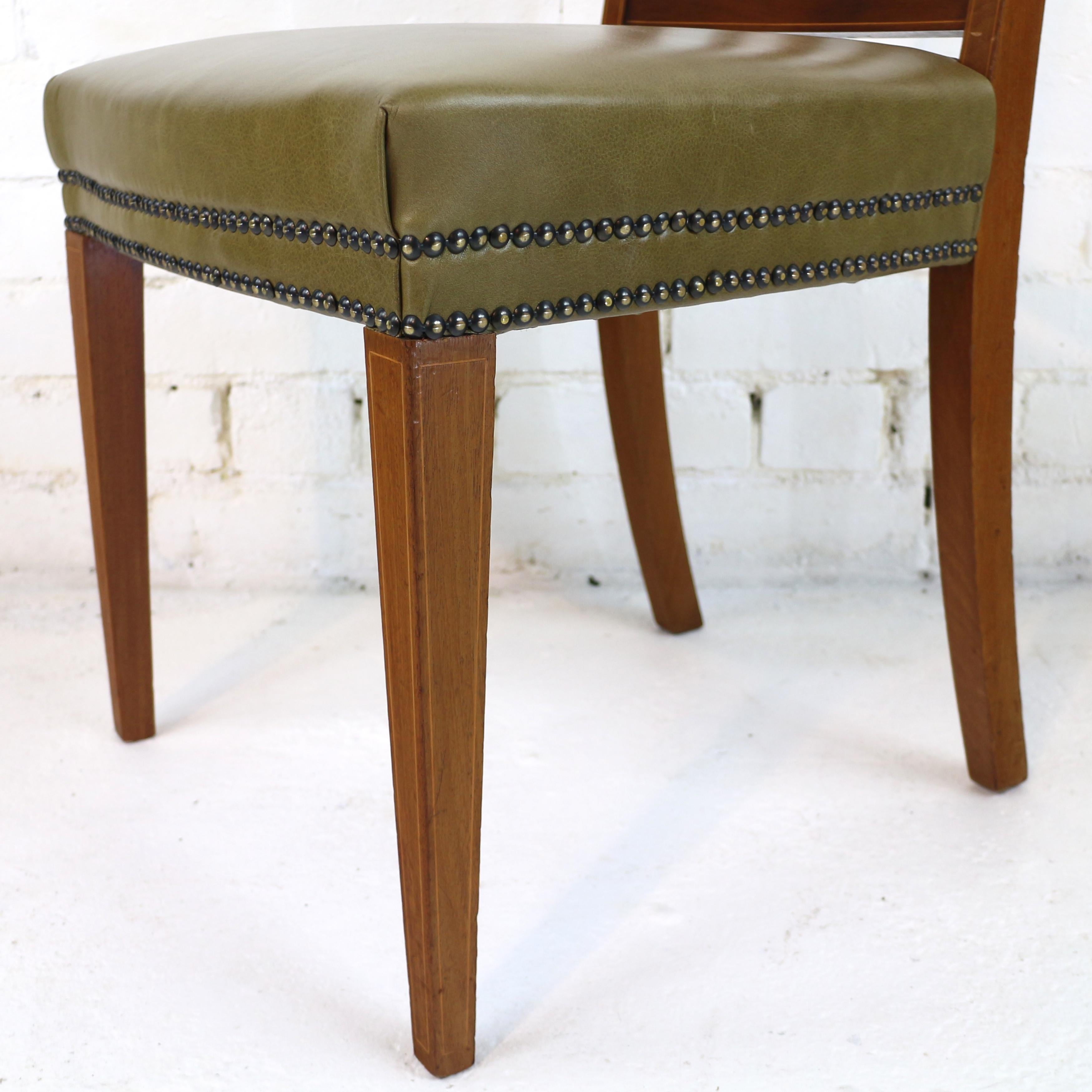 Set of 12 Antique Scottish Sheraton Revival Mahogany Inlaid Dining Chairs 5