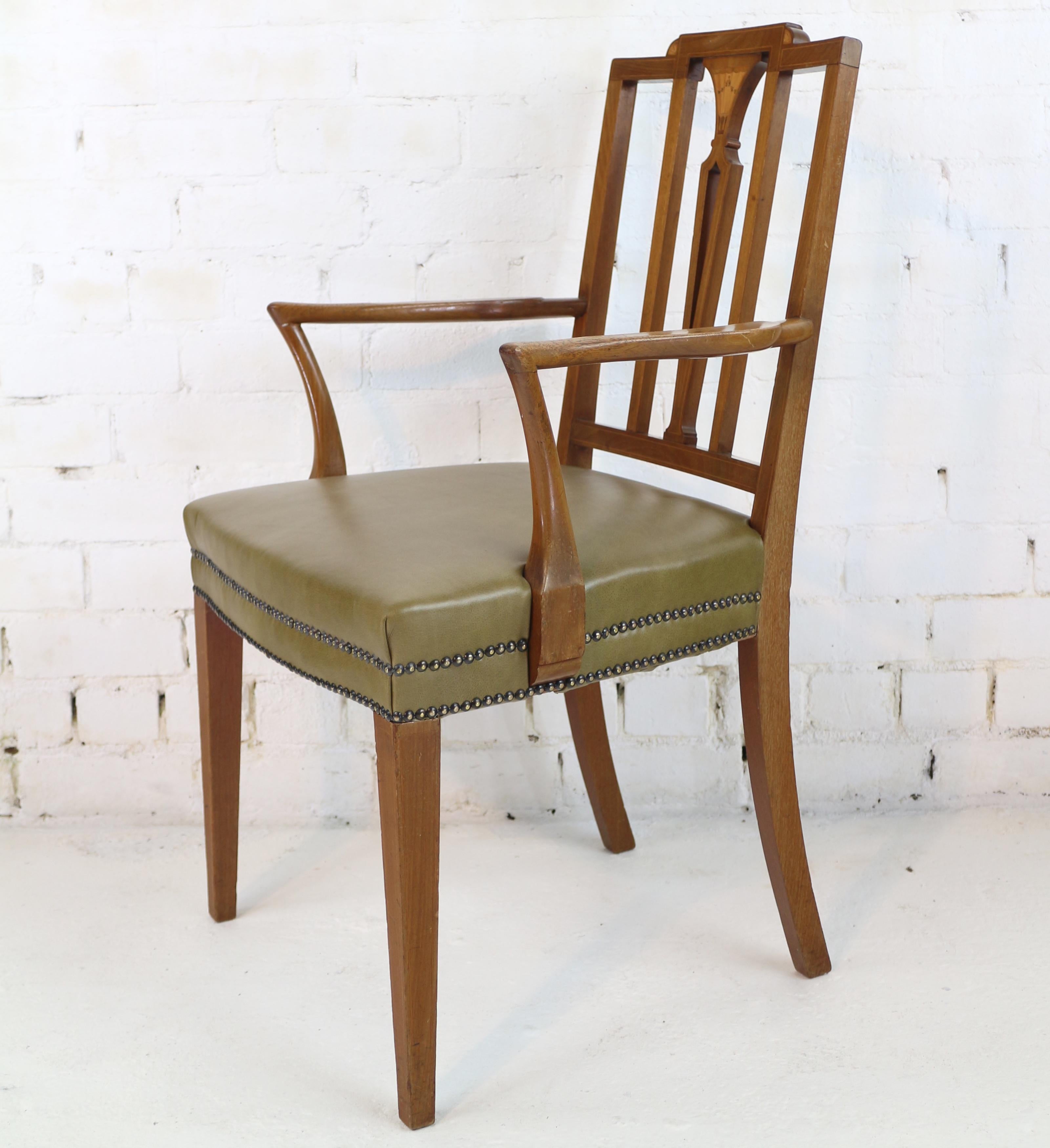 Set of 12 Antique Scottish Sheraton Revival Mahogany Inlaid Dining Chairs 11