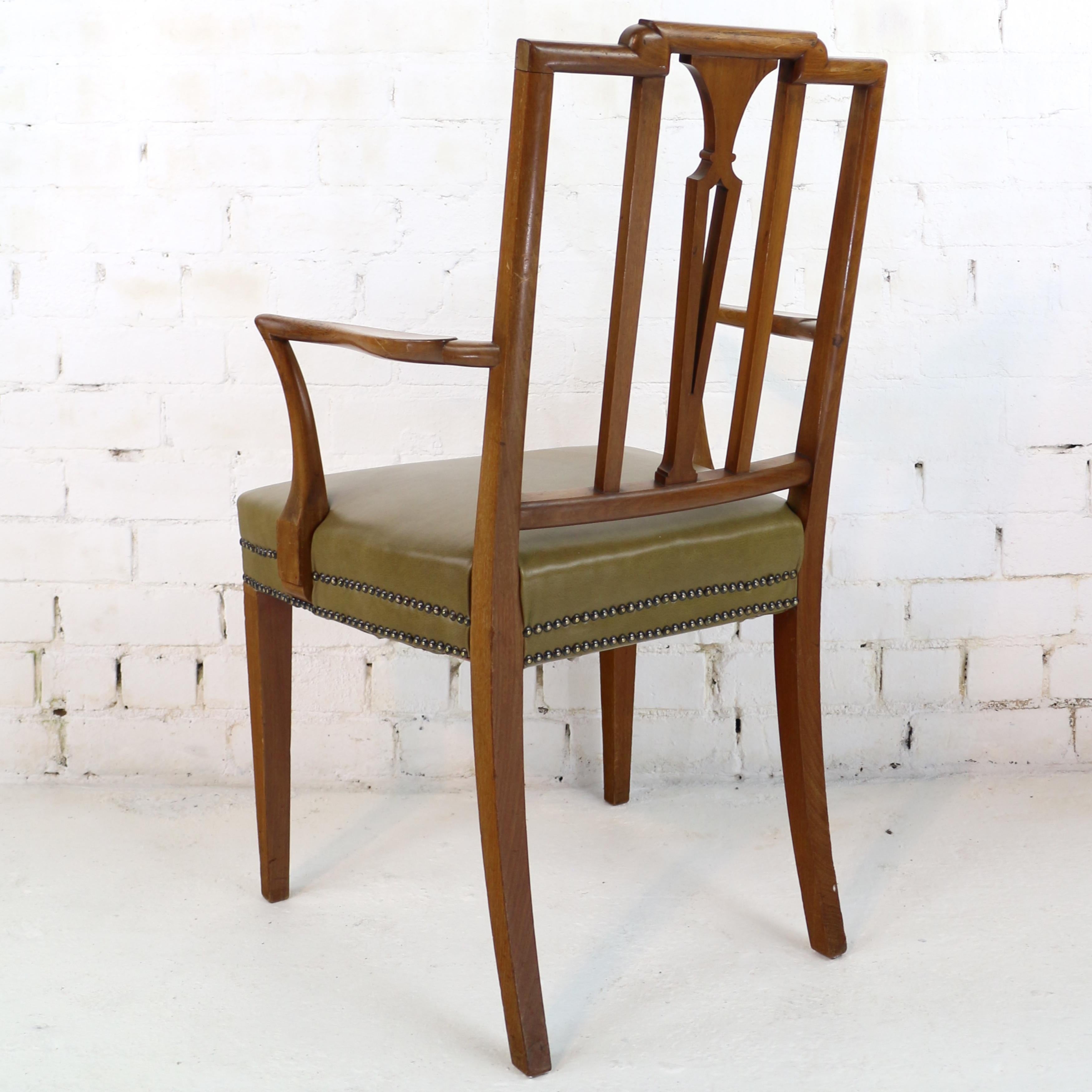 Set of 12 Antique Scottish Sheraton Revival Mahogany Inlaid Dining Chairs 12