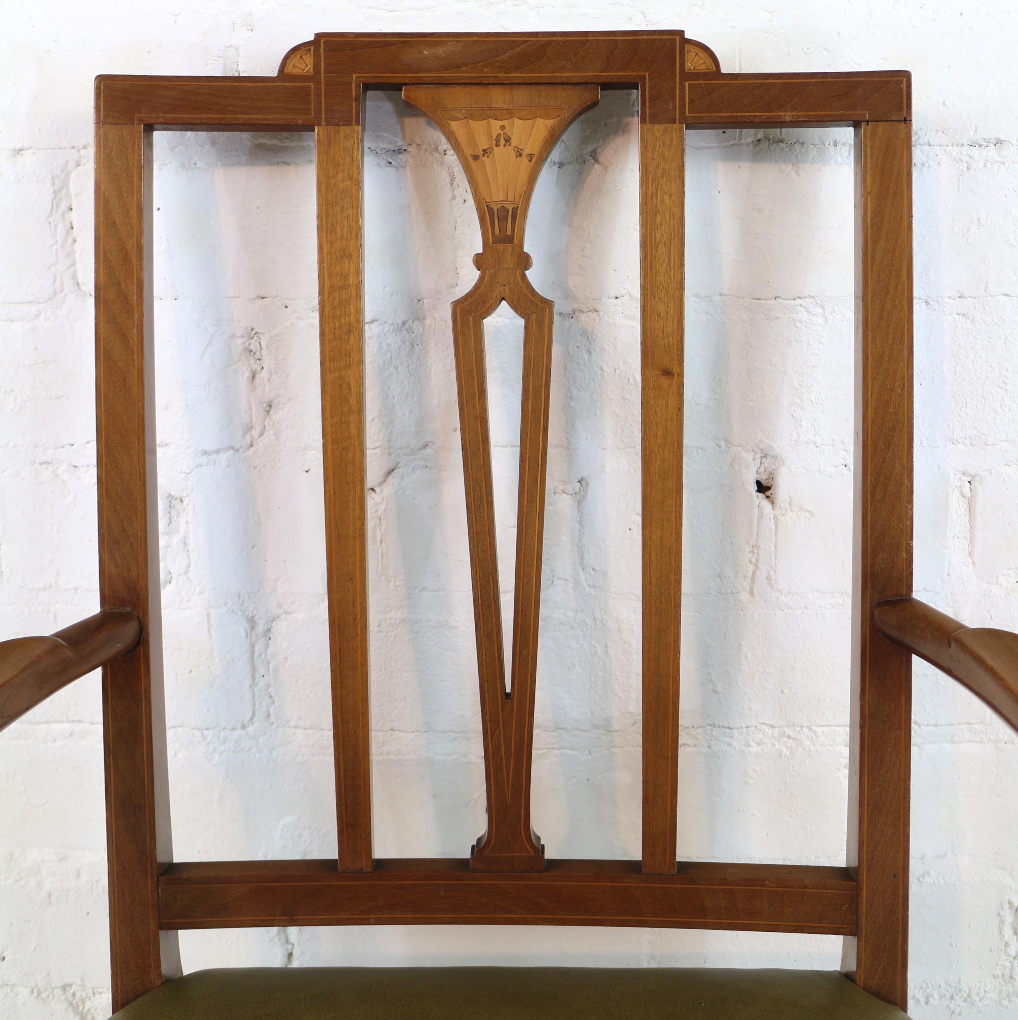 Set of 12 Antique Scottish Sheraton Revival Mahogany Inlaid Dining Chairs 13