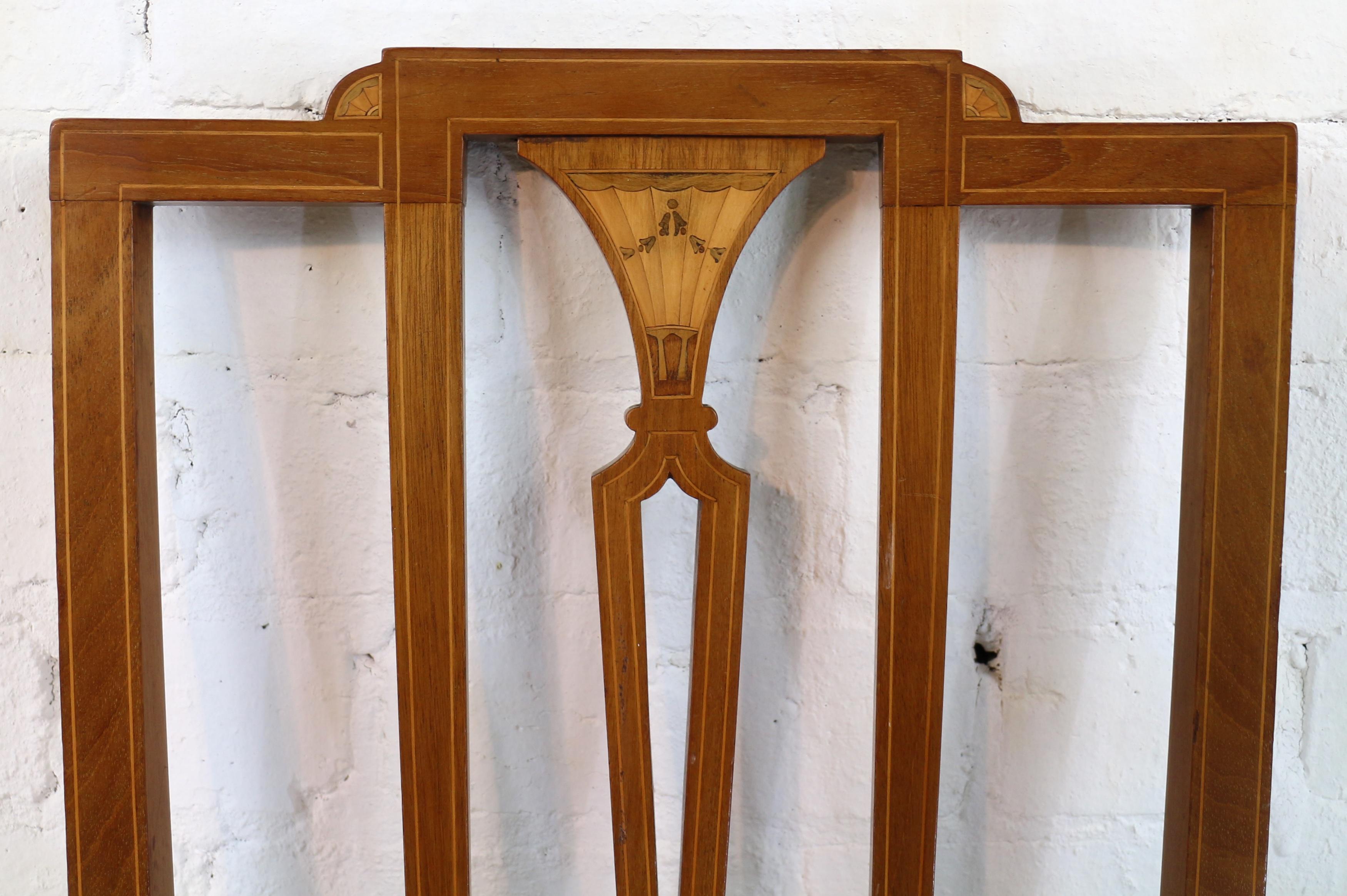 Set of 12 Antique Scottish Sheraton Revival Mahogany Inlaid Dining Chairs 3
