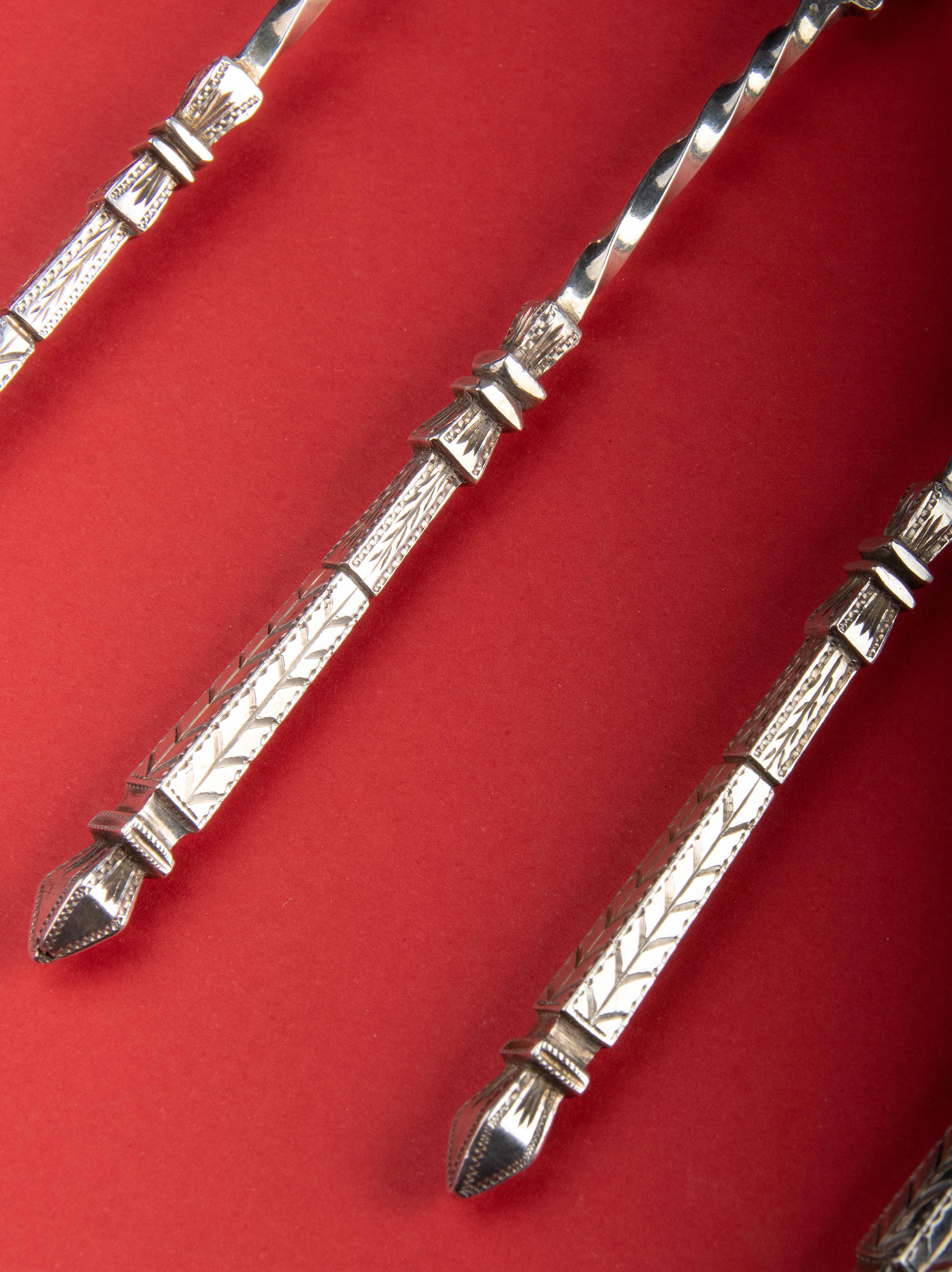 Set of 12 Antique Silver Plated Oyster Forks 7