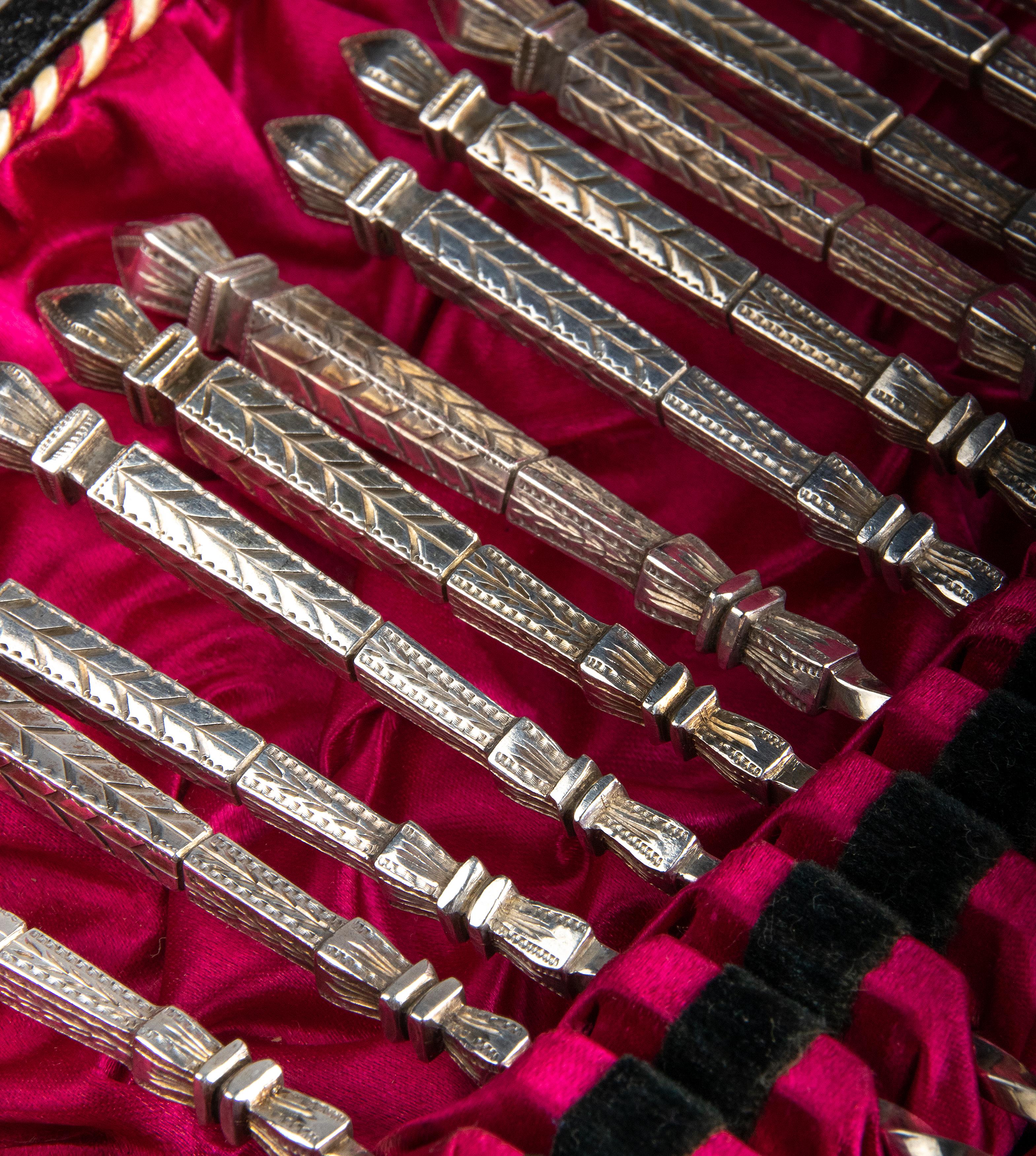 Set of 12 Antique Silver Plated Oyster Forks 13