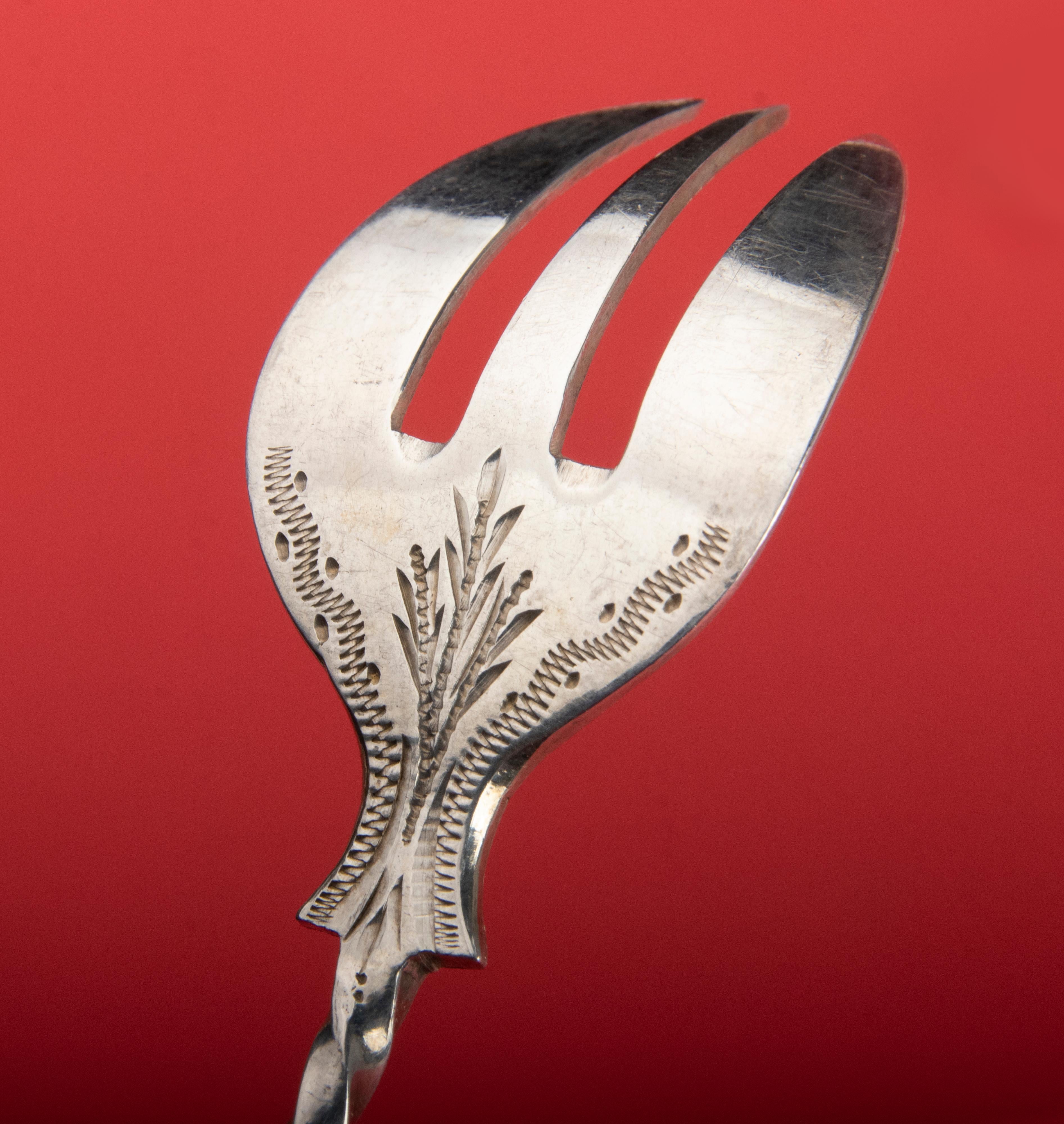 Set of 12 Antique Silver Plated Oyster Forks 3