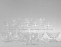 Set of 12 Antique Stourbridge Etched & Engraved Glass Sherbert Bowls