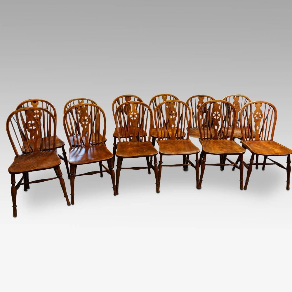 Ash Set of 12 Antique Thames Valley Windsor Chairs