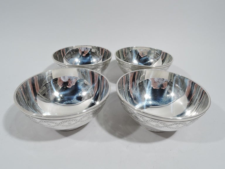 Regency Revival Set of 12 Antique Tiffany Winthrop Sterling Silver Bowls