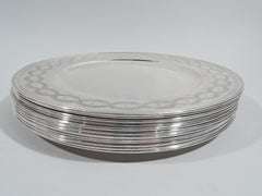 Set of 12 Antique Tiffany Winthrop Sterling Silver Dinner Plates