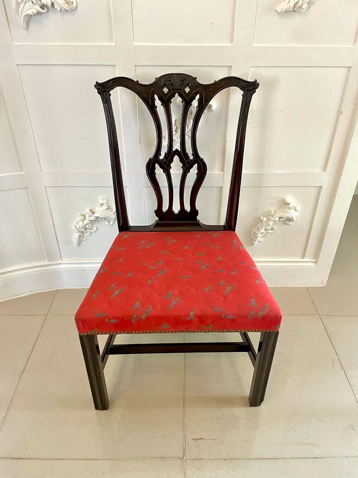 Set of 12 Antique Victorian Quality Carved Mahogany Dining Chairs  For Sale 6
