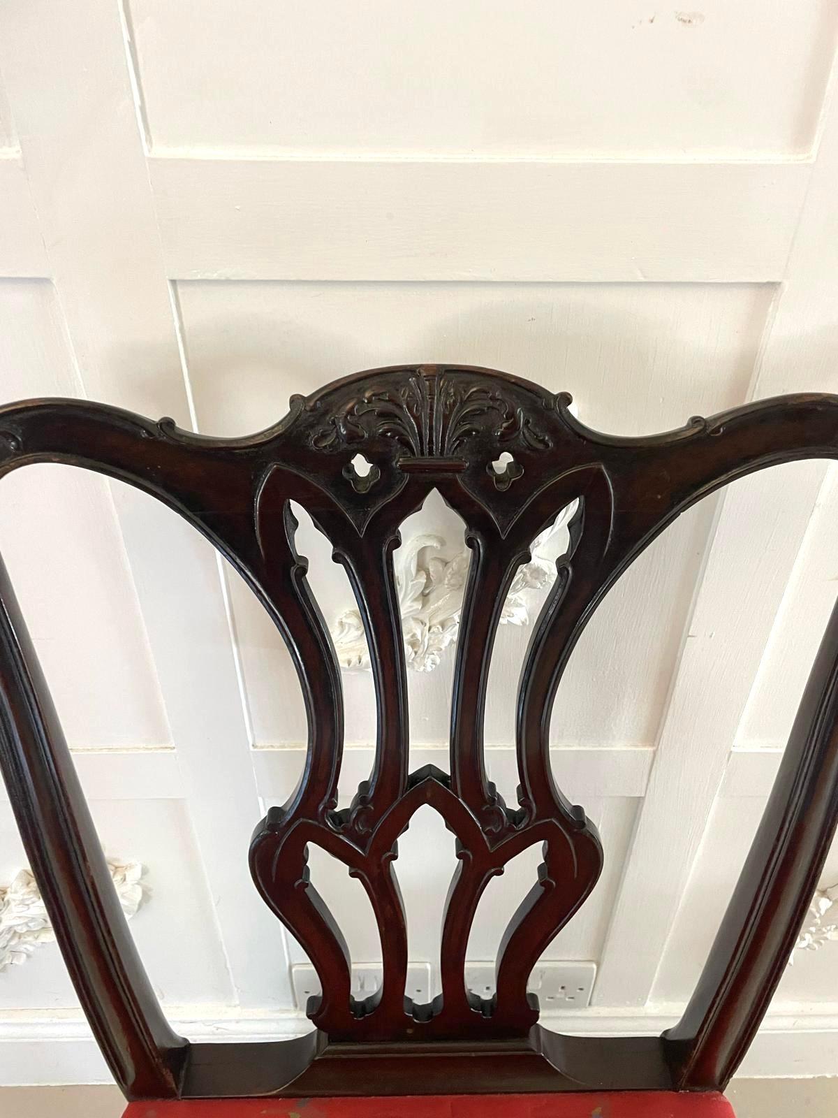 Set of 12 Antique Victorian Quality Carved Mahogany Dining Chairs  For Sale 2
