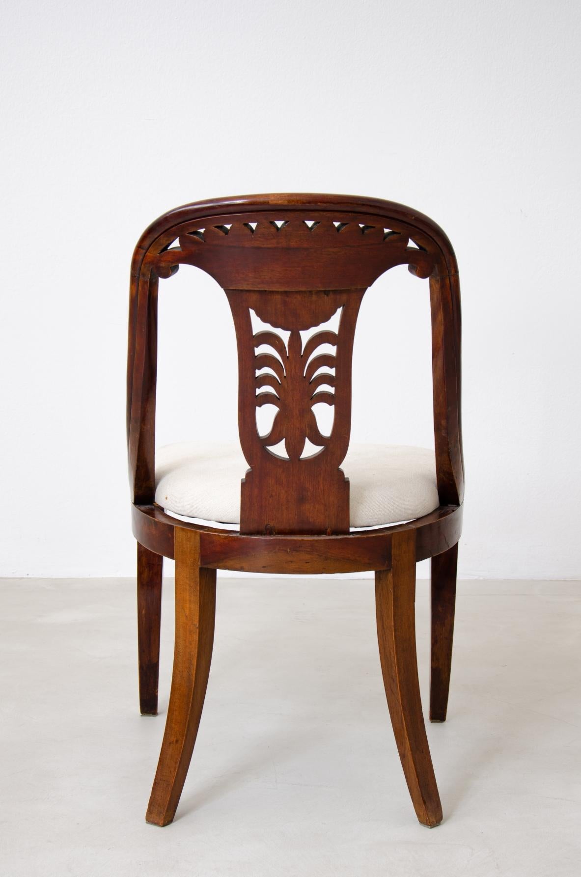 Set of 12 Antique Walnut Cockpit Chairs, Charles X Period For Sale 4