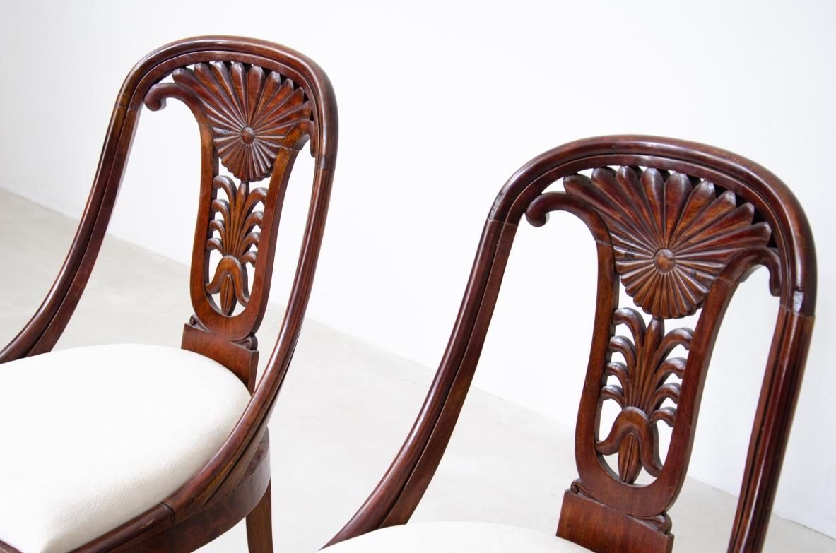 Wood Set of 12 Antique Walnut Cockpit Chairs, Charles X Period For Sale