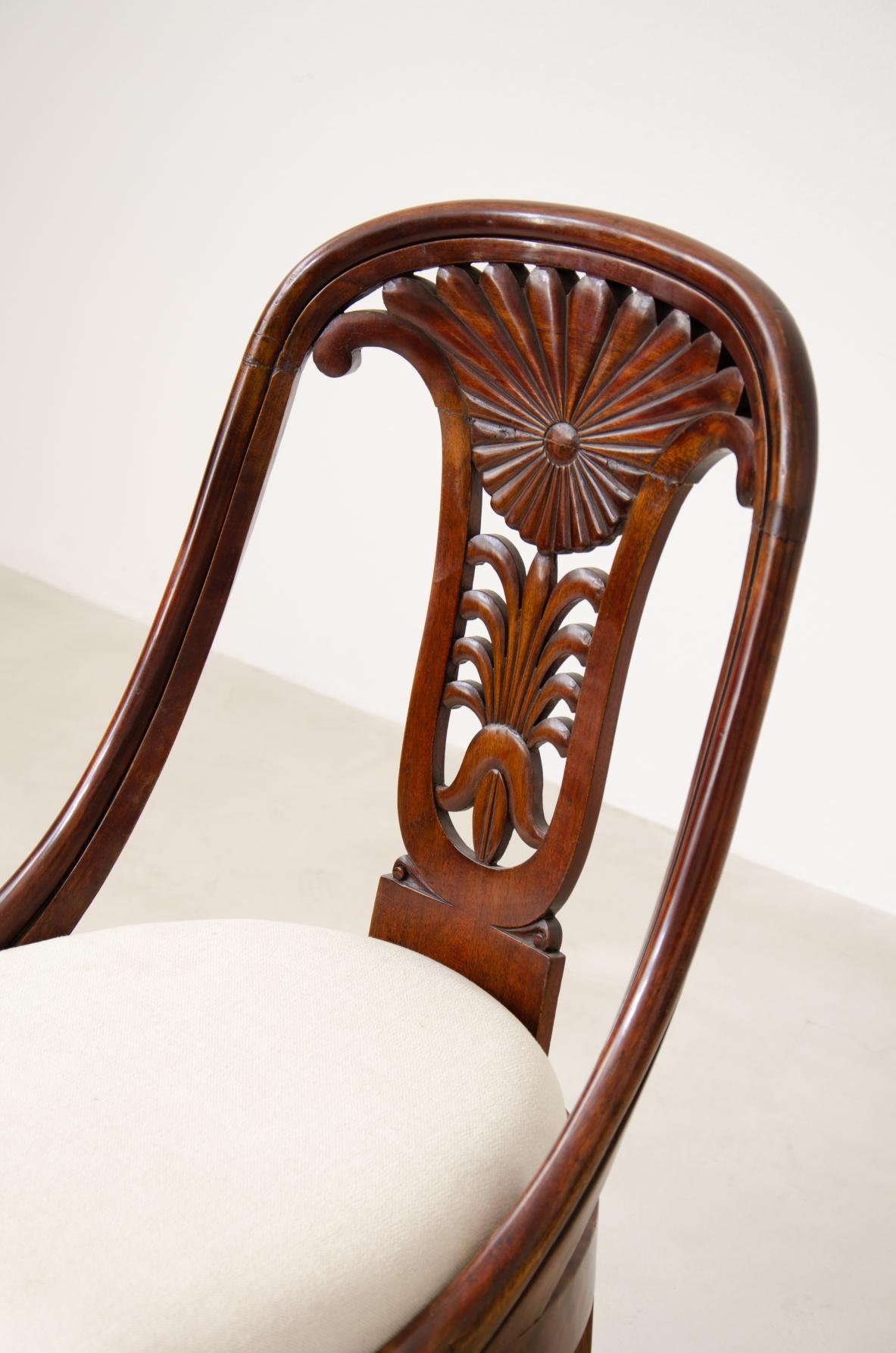 Set of 12 Antique Walnut Cockpit Chairs, Charles X Period 1