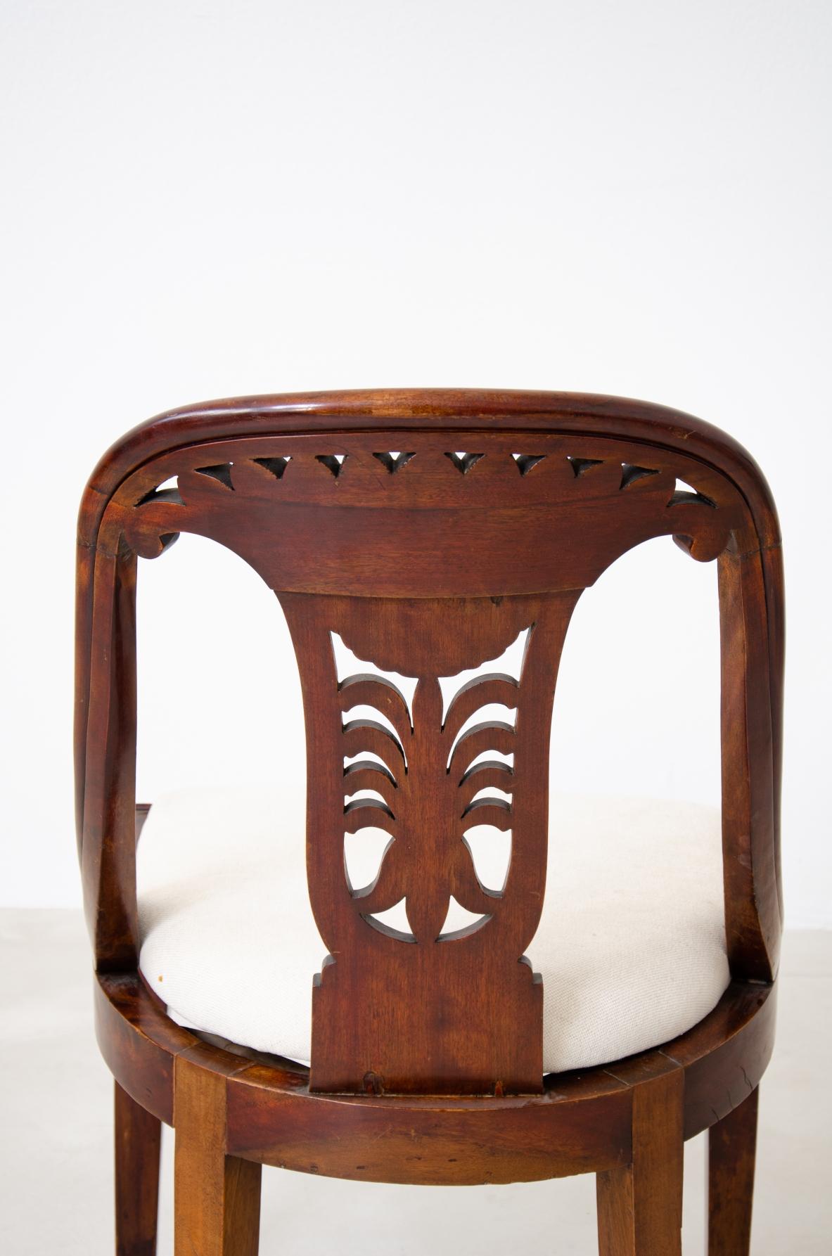 Set of 12 Antique Walnut Cockpit Chairs, Charles X Period For Sale 3