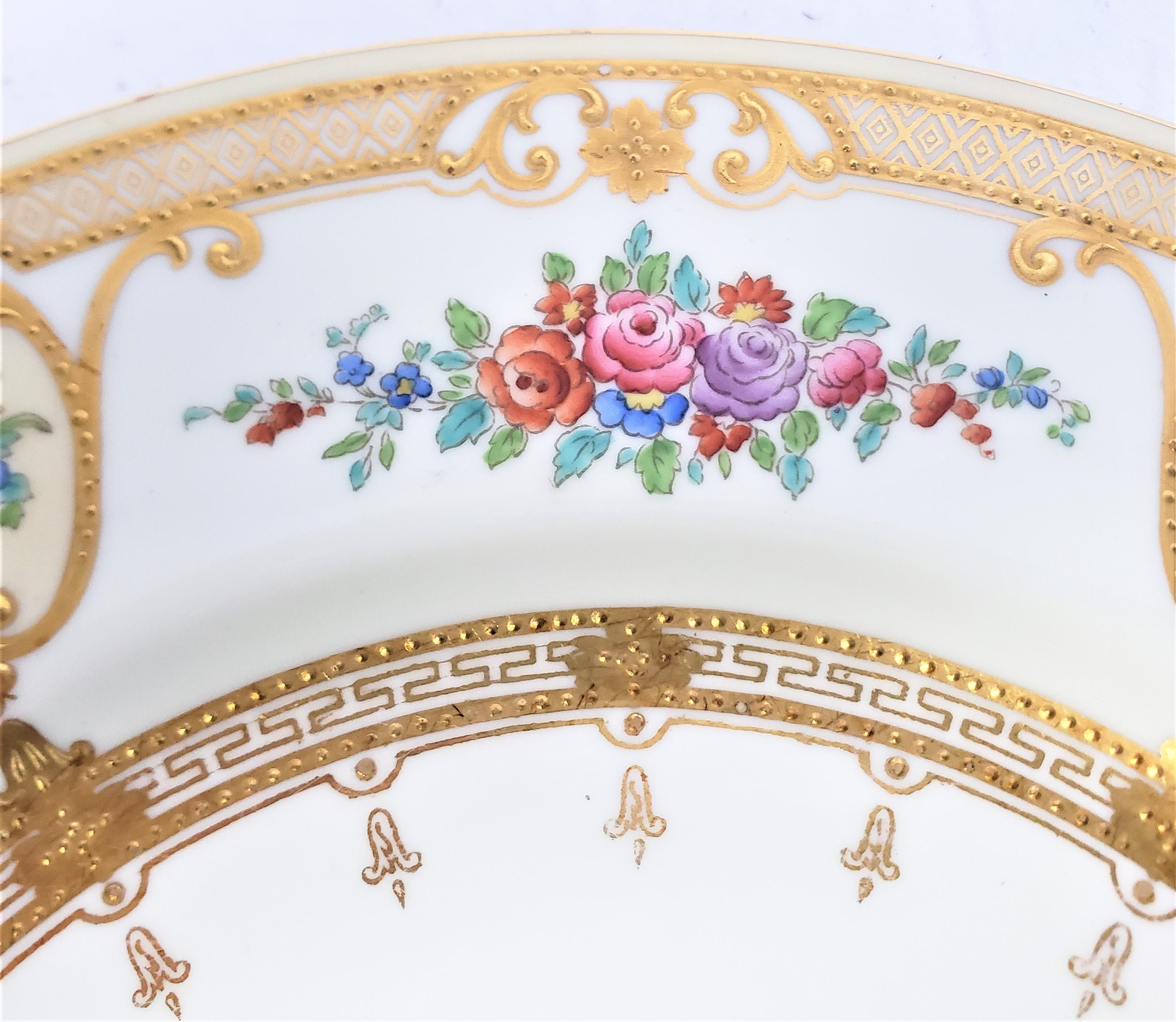 Porcelain Set of 12 Antique Wedgewood Dinner Plates with Heavy Gilt & Floral Decoration For Sale