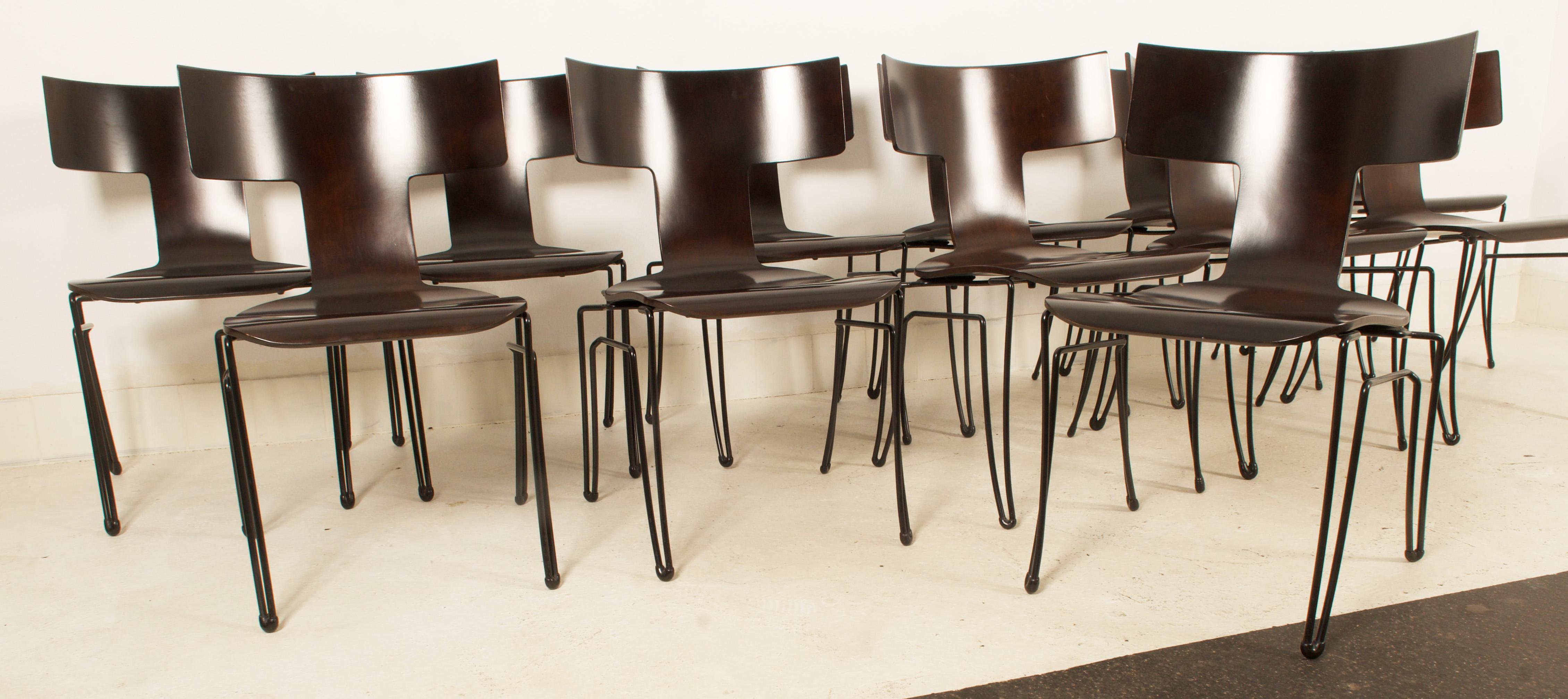 Set of 12 Anziano Dining Chairs by John Hutton for Donghia For Sale 3