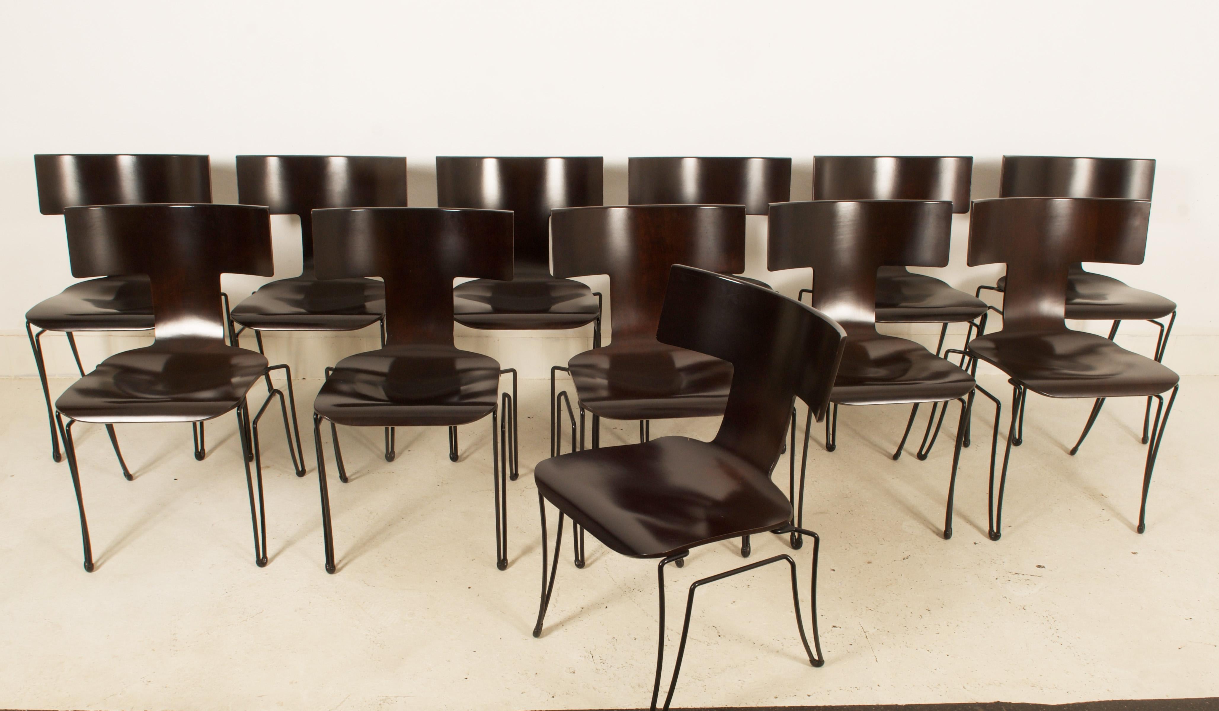 Ensemble de 12 chaises de salle à manger Anziano par John Hutton pour Donghia en vente 4