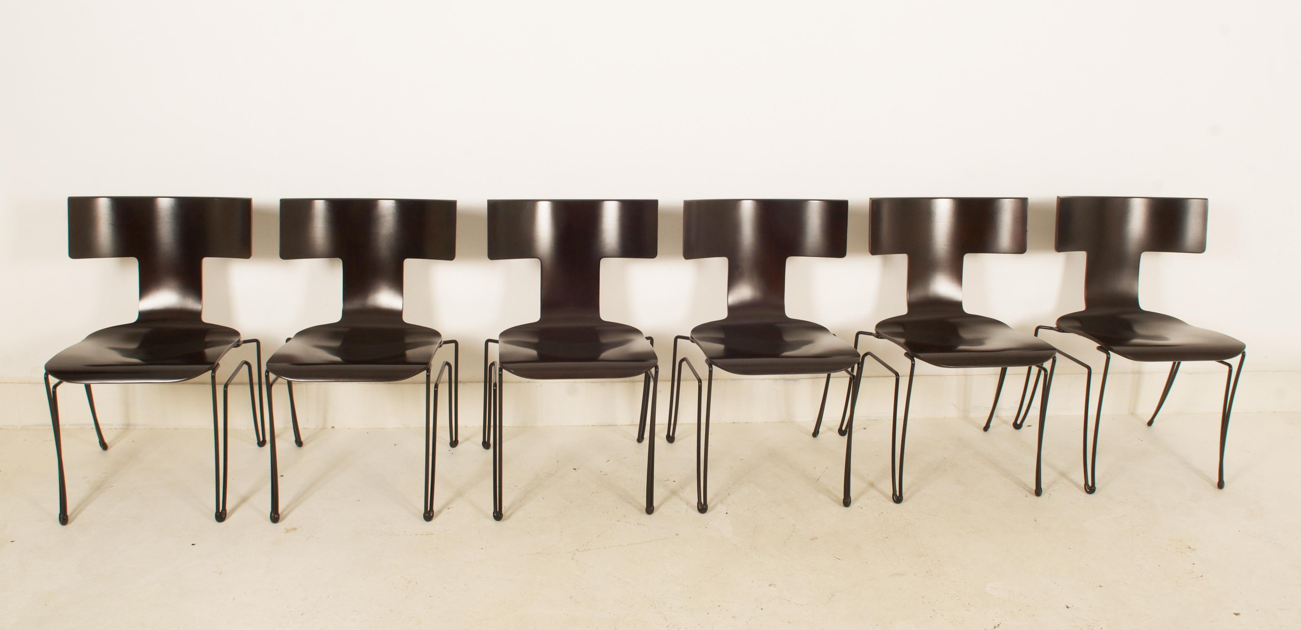 Postmoderne Ensemble de 12 chaises de salle à manger Anziano par John Hutton pour Donghia en vente