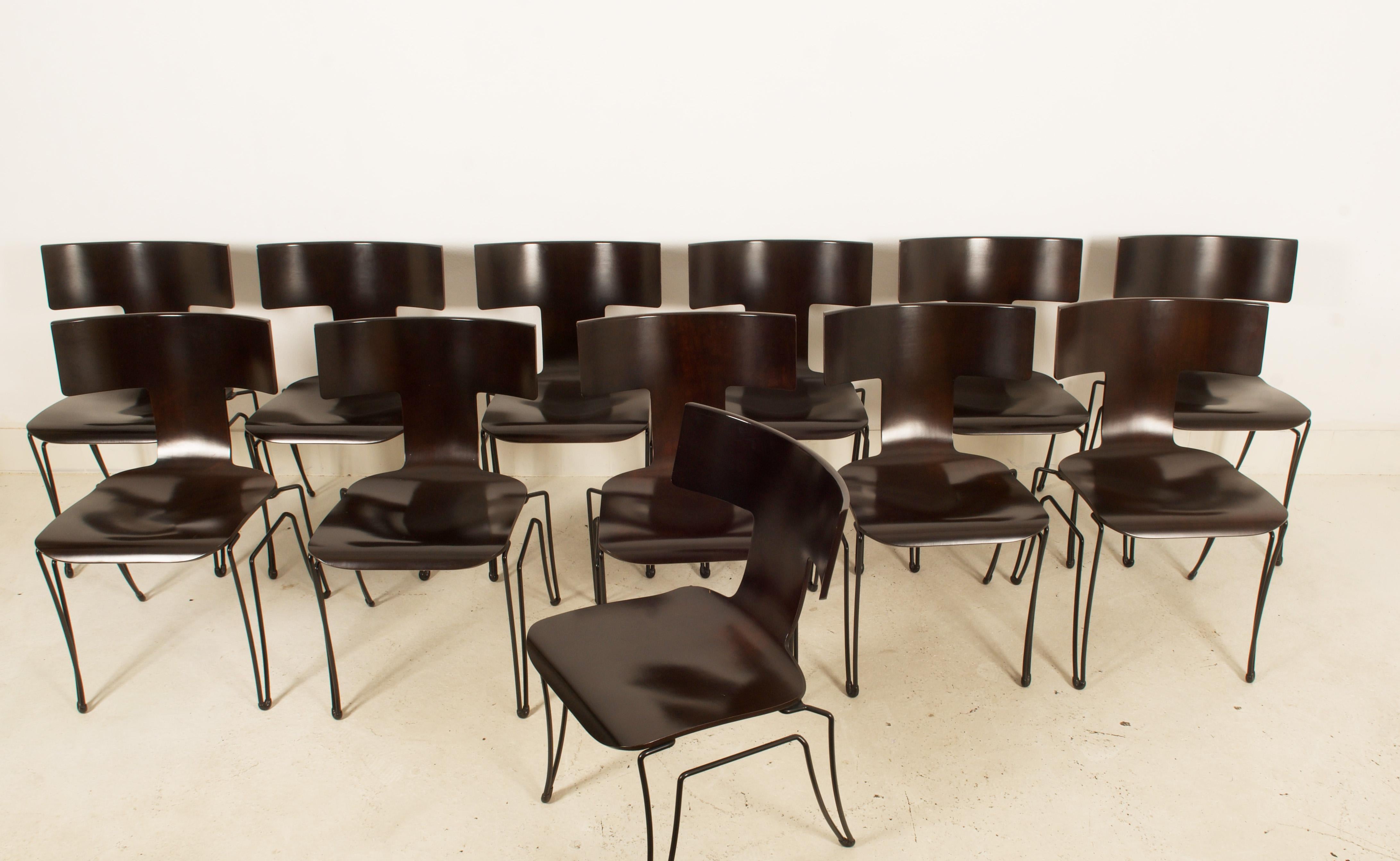 Set of 12 Anziano Dining Chairs by John Hutton for Donghia In Good Condition For Sale In Vienna, AT