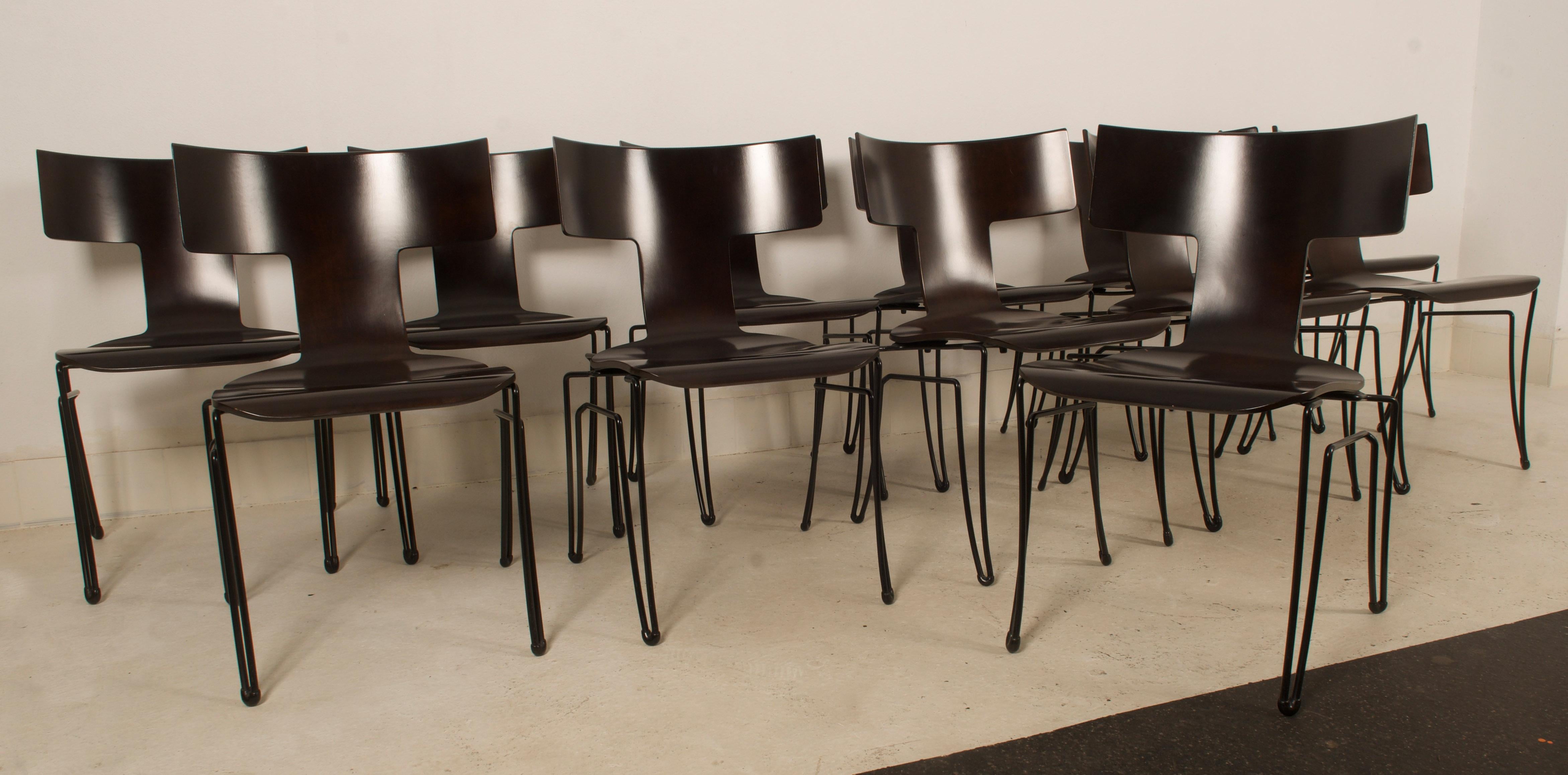 Late 20th Century Set of 12 Anziano Dining Chairs by John Hutton for Donghia For Sale