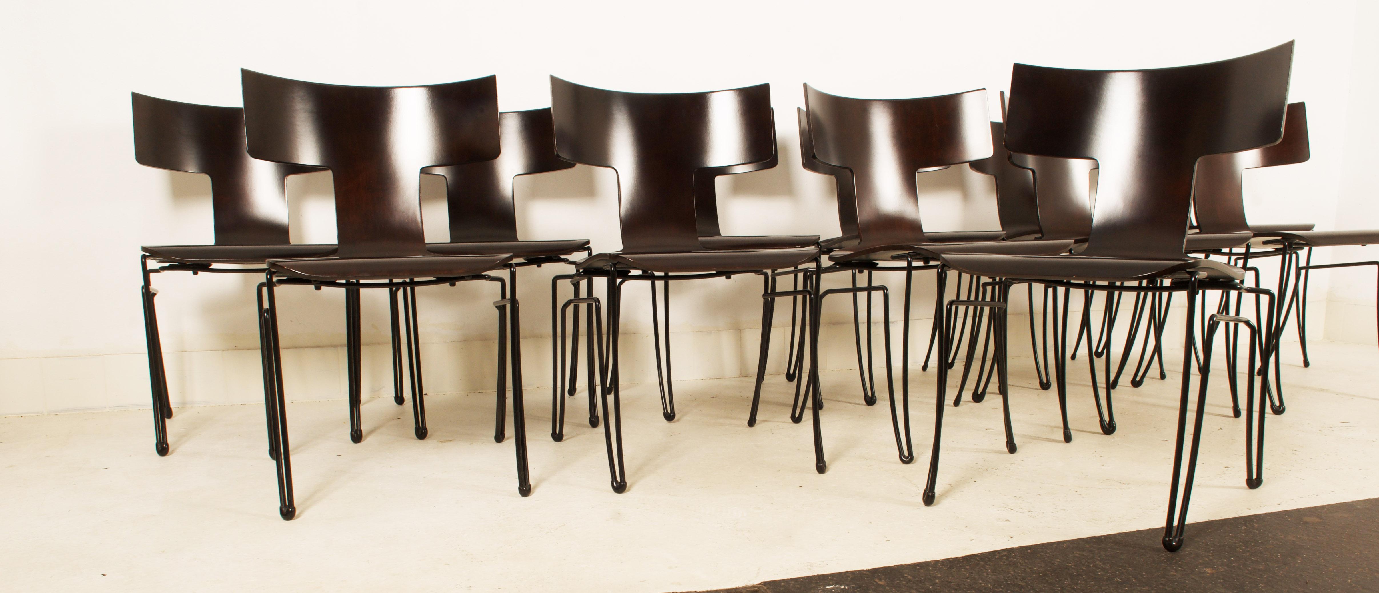 Ensemble de 12 chaises de salle à manger Anziano par John Hutton pour Donghia en vente 2