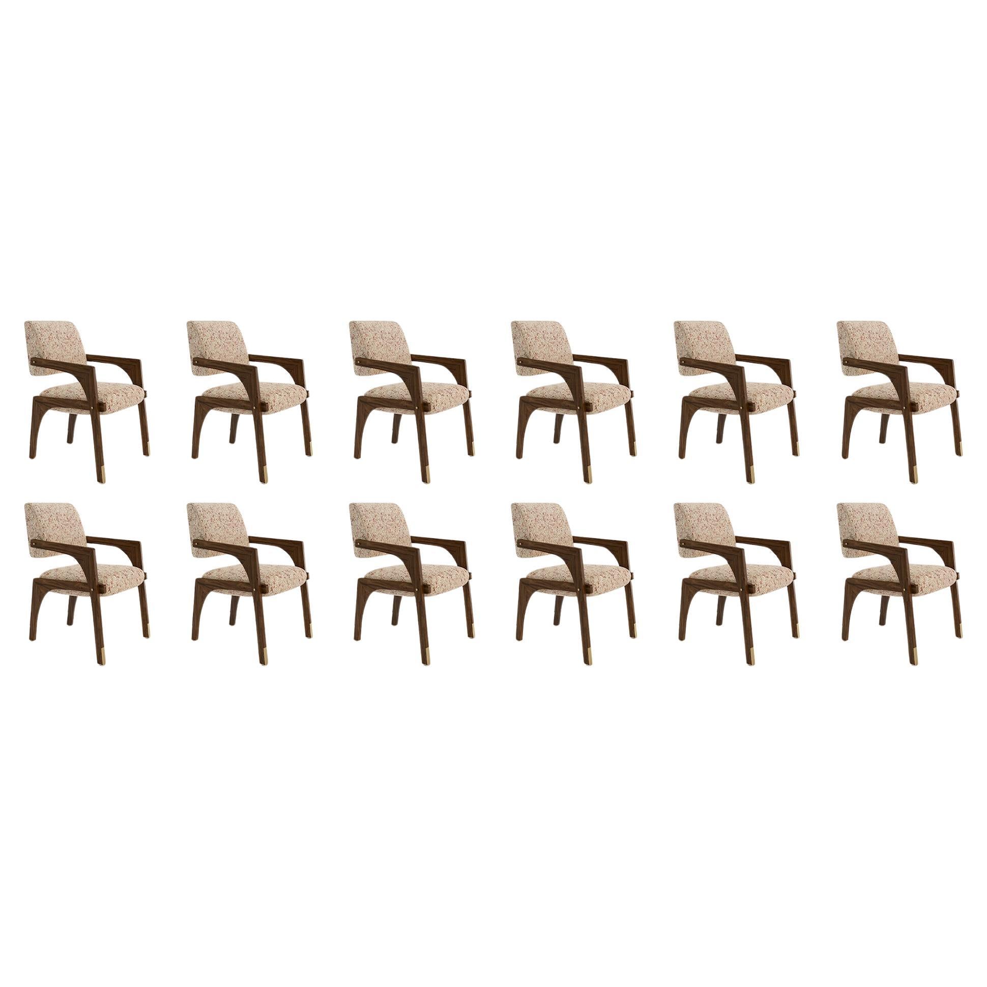 Set of 12 Arches Dining Chair Walnut & Tan, InsidherLand by Joana Santos Barbosa