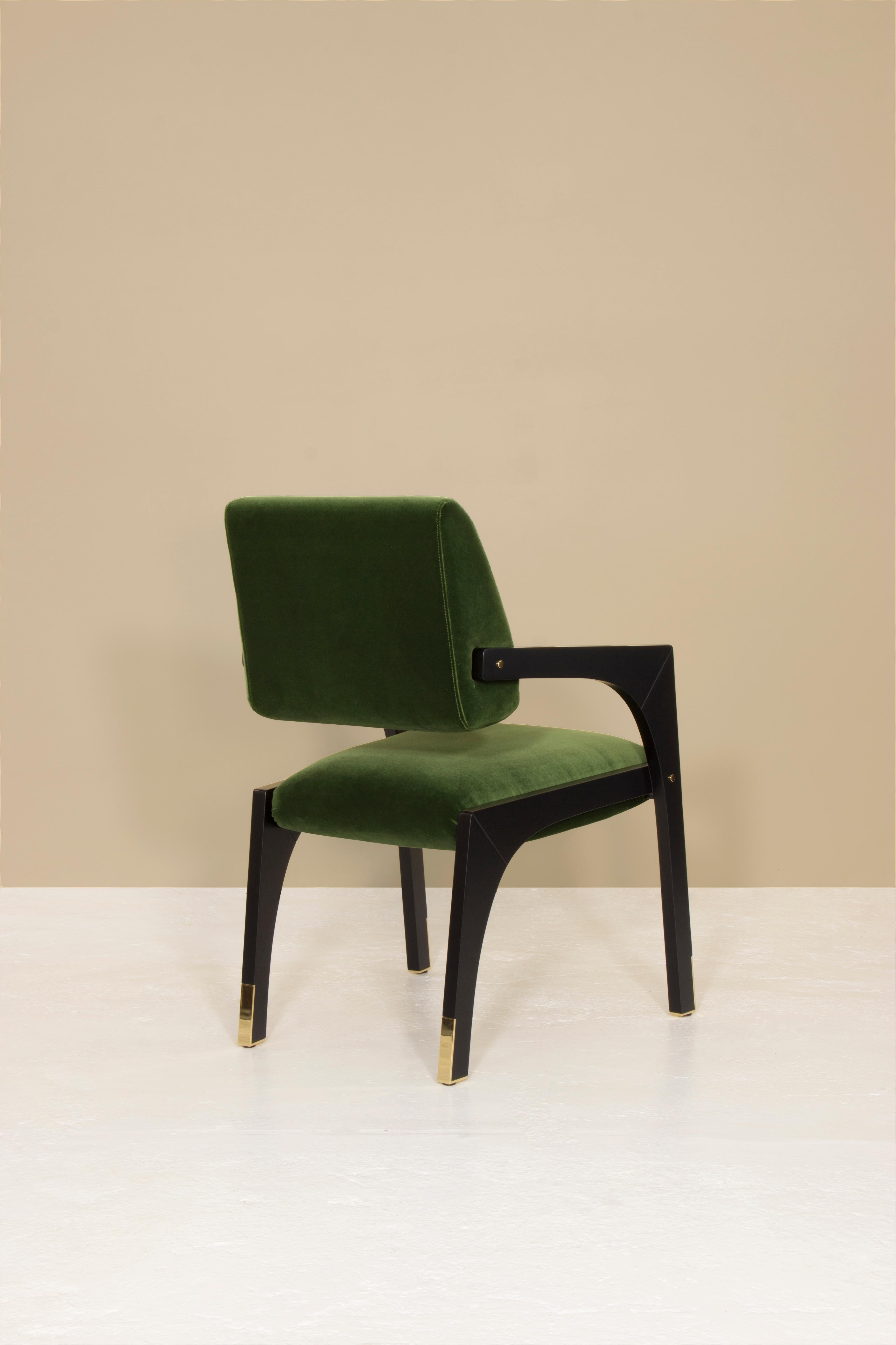 Lacquered Set of 12 Arches Dining Chairs, Velvet, InsidherLand by Joana Santos Barbosa For Sale