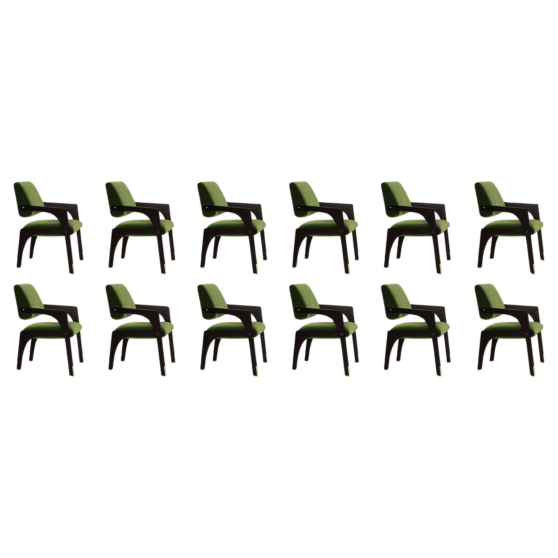 Set of 12 Arches Dining Chairs, Velvet, InsidherLand by Joana Santos Barbosa