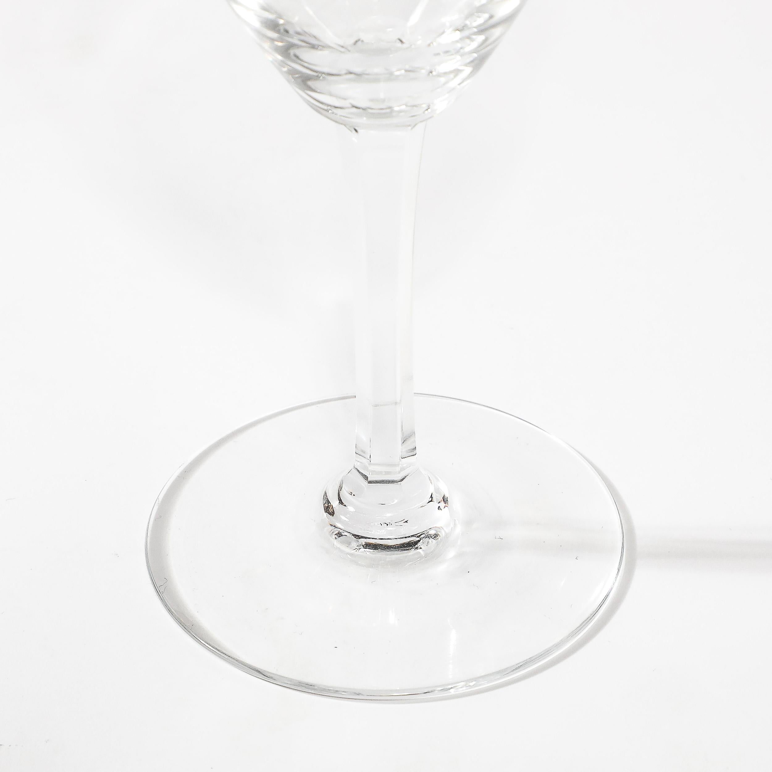 Set de 12 Tallos de Agua Art Decó con motivo Coppelia firmados Baccarat Vidrio en venta