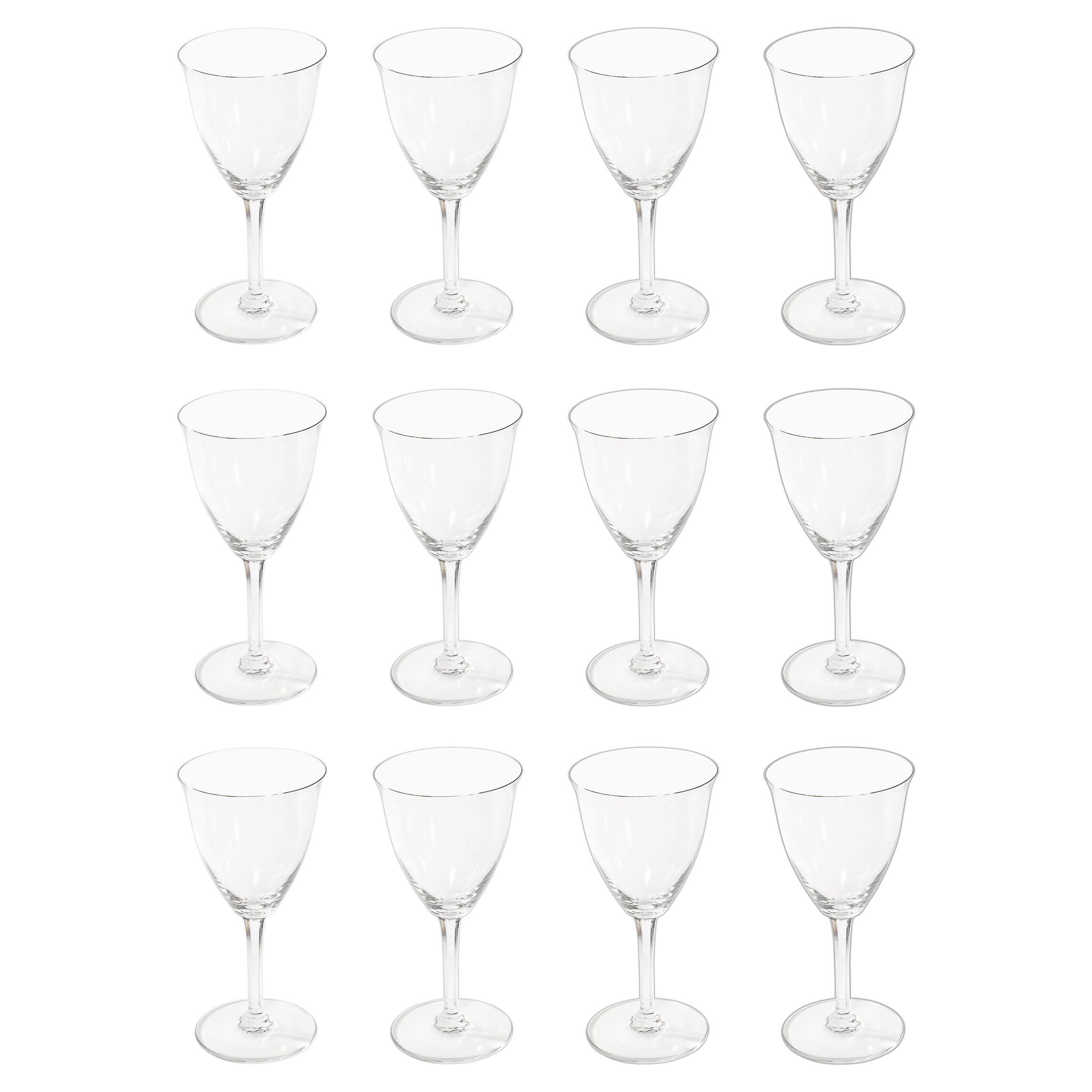 Set di 12 steli d'acqua Art Deco con motivo Coppelia firmato Baccarat