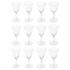 Set of 12 Art Deco Coppelia Pattern Water Stems signed Baccarat
