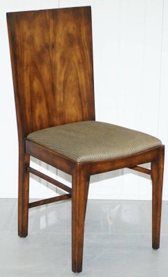 Set of 12 Art Deco Handcrafted Flamed Walnut Dining Chairs Lovely Substantial