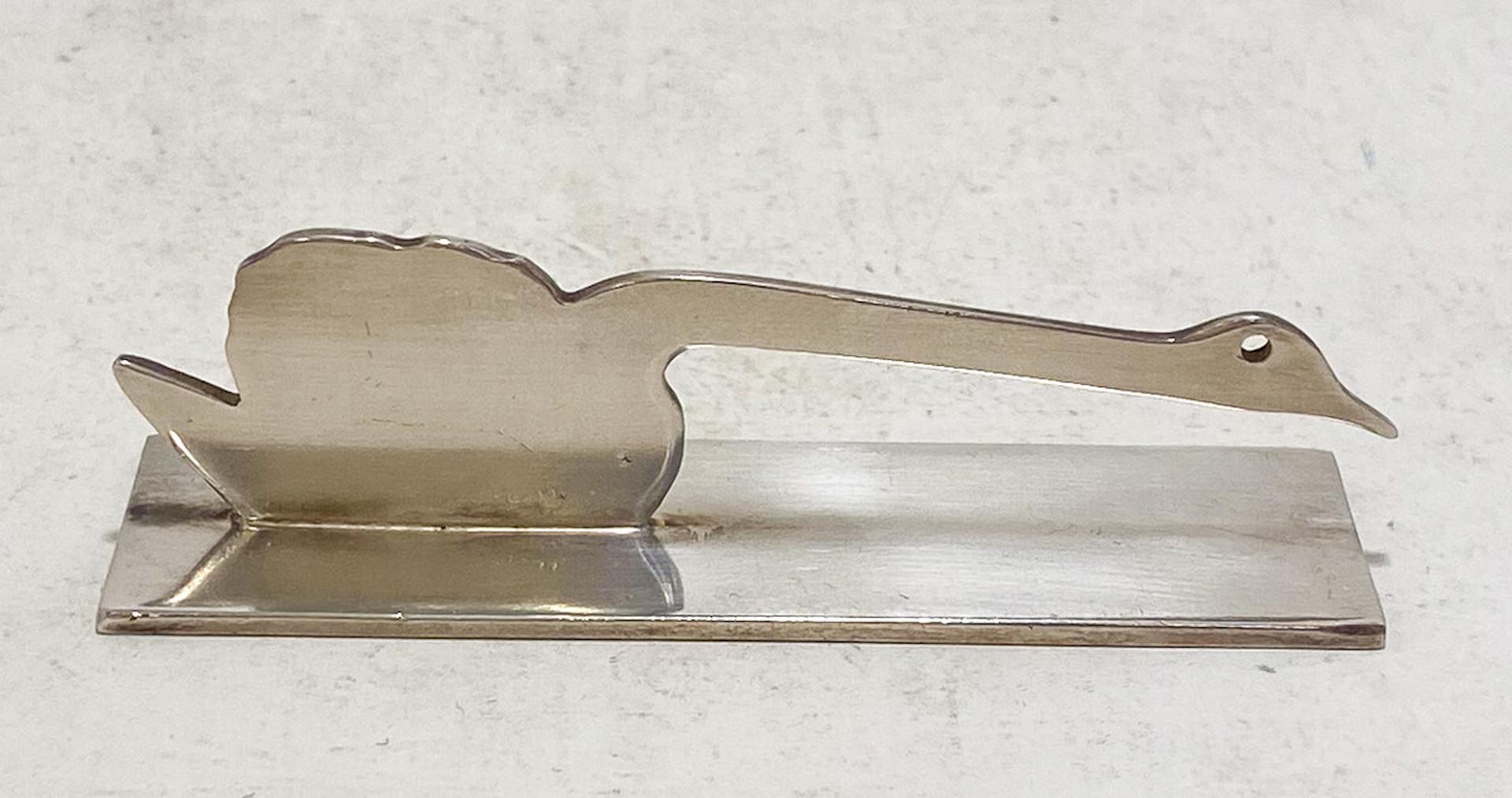 Ensemble de 12 porte-couteaux art déco en argent animaux par Yorel, années 1930 1