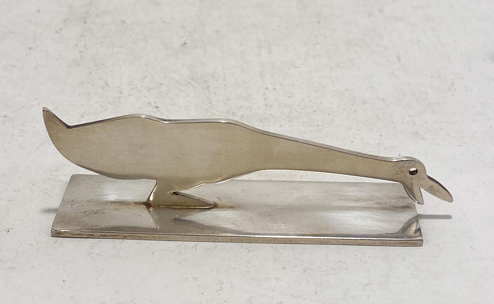 Ensemble de 12 porte-couteaux art déco en argent animaux par Yorel, années 1930 2